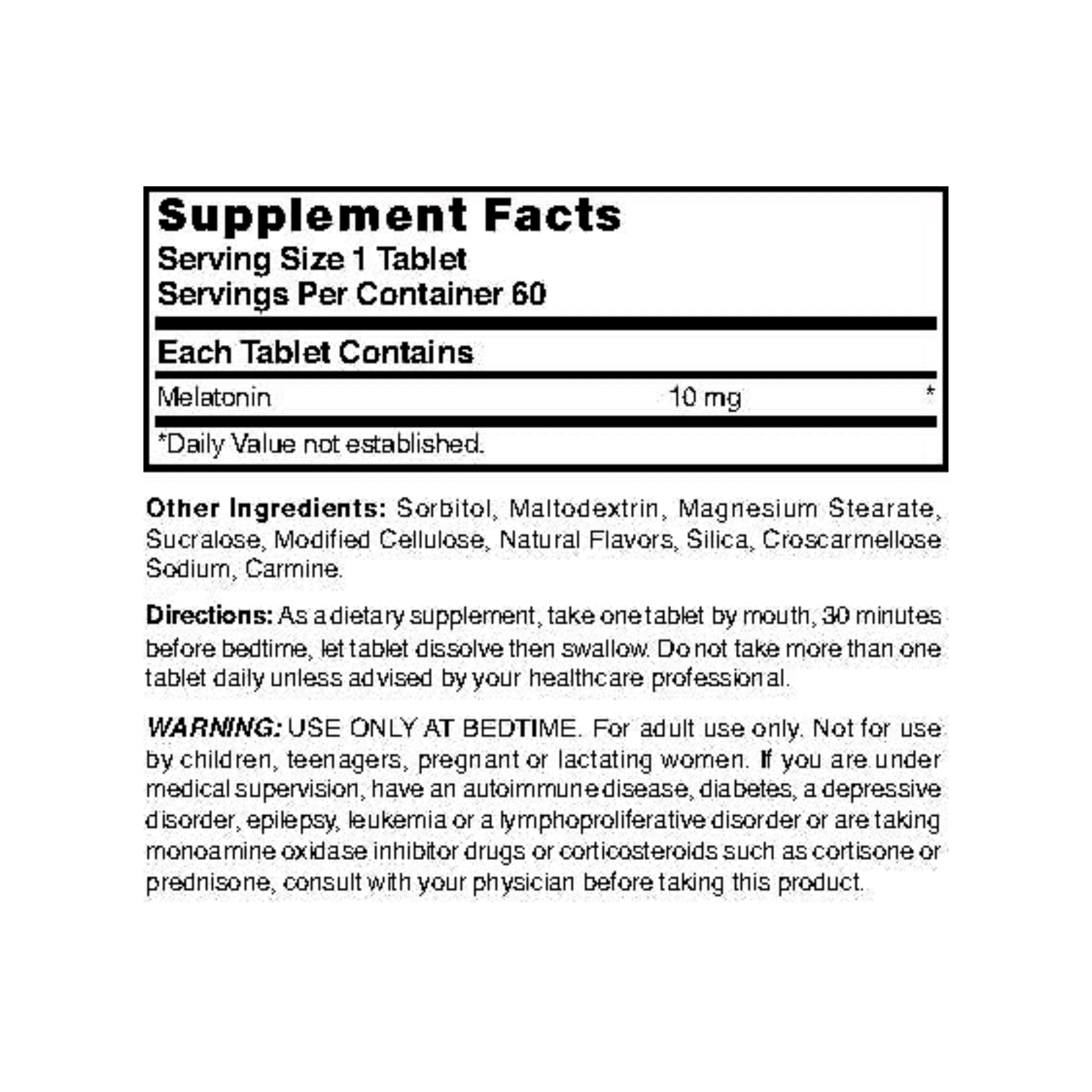 Nature's Blend, Sublingual Melatonin Tablets, 10mg Fast-Acting Sleep Support, 60 Count
