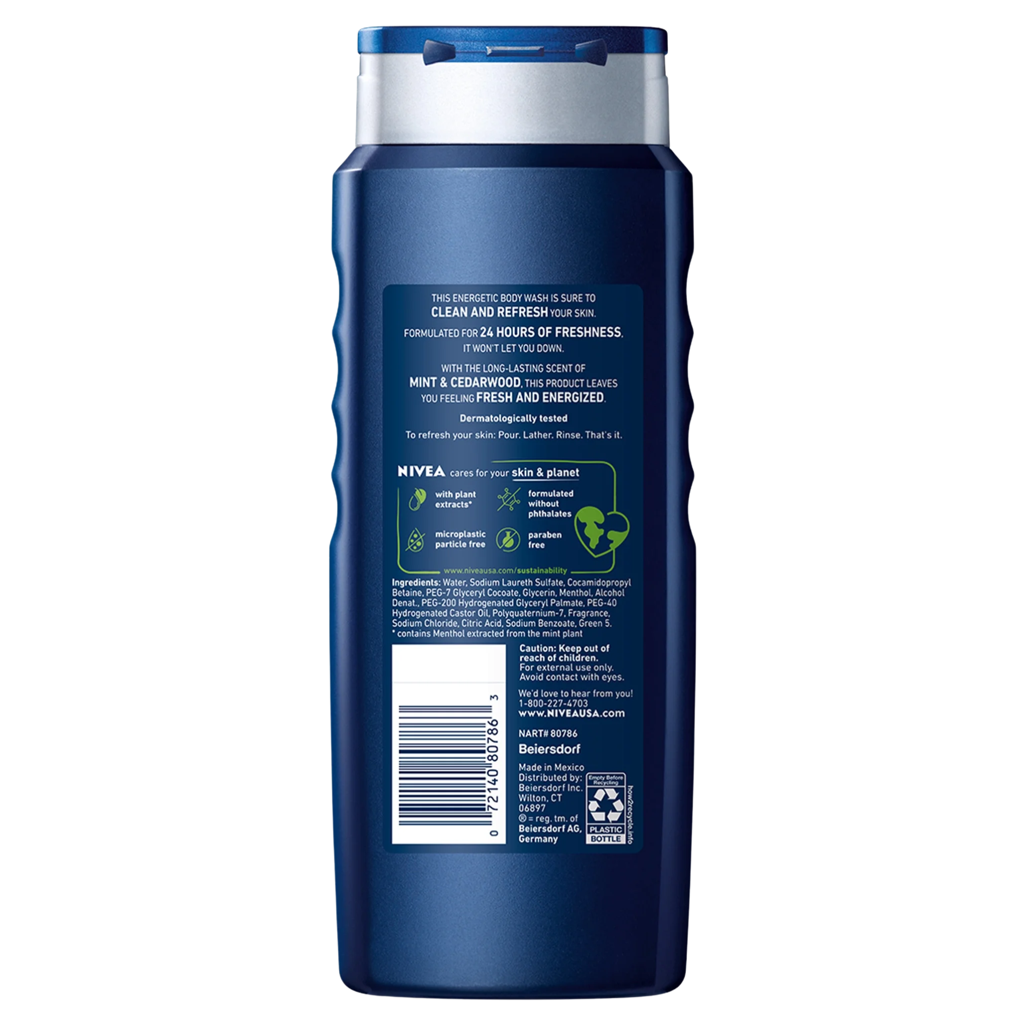 NIVEA MEN®, Energy Body Wash, Invigorating Mint Extract for Freshness and Clean Skin, 16.9 fl oz - Pharmaful