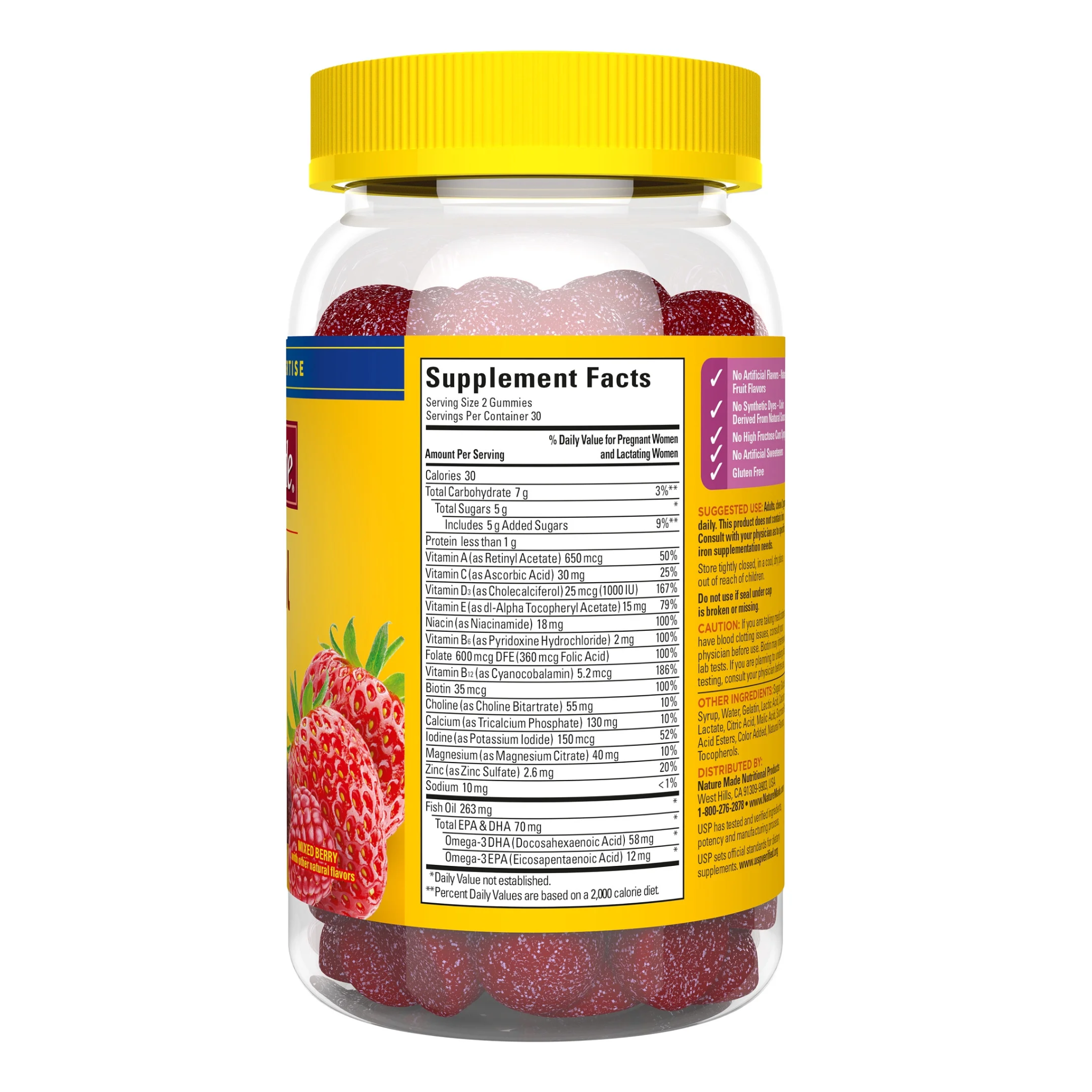 Nature Made, Prenatal Gummies with DHA and Folic Acid, Dietary Supplement for Pregnancy Support, 60 Count