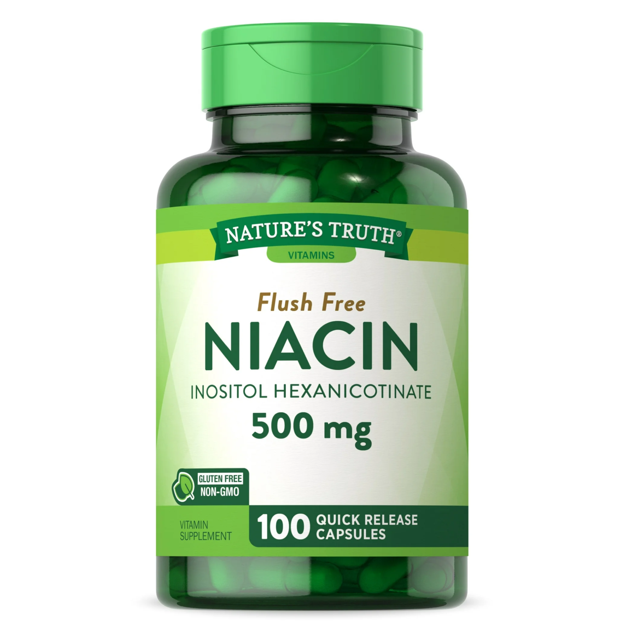 Nature's Truth, Niacin 500 mg, Flush-Free Capsules for Energy Metabolism and Heart Health Support, 100 Capsules