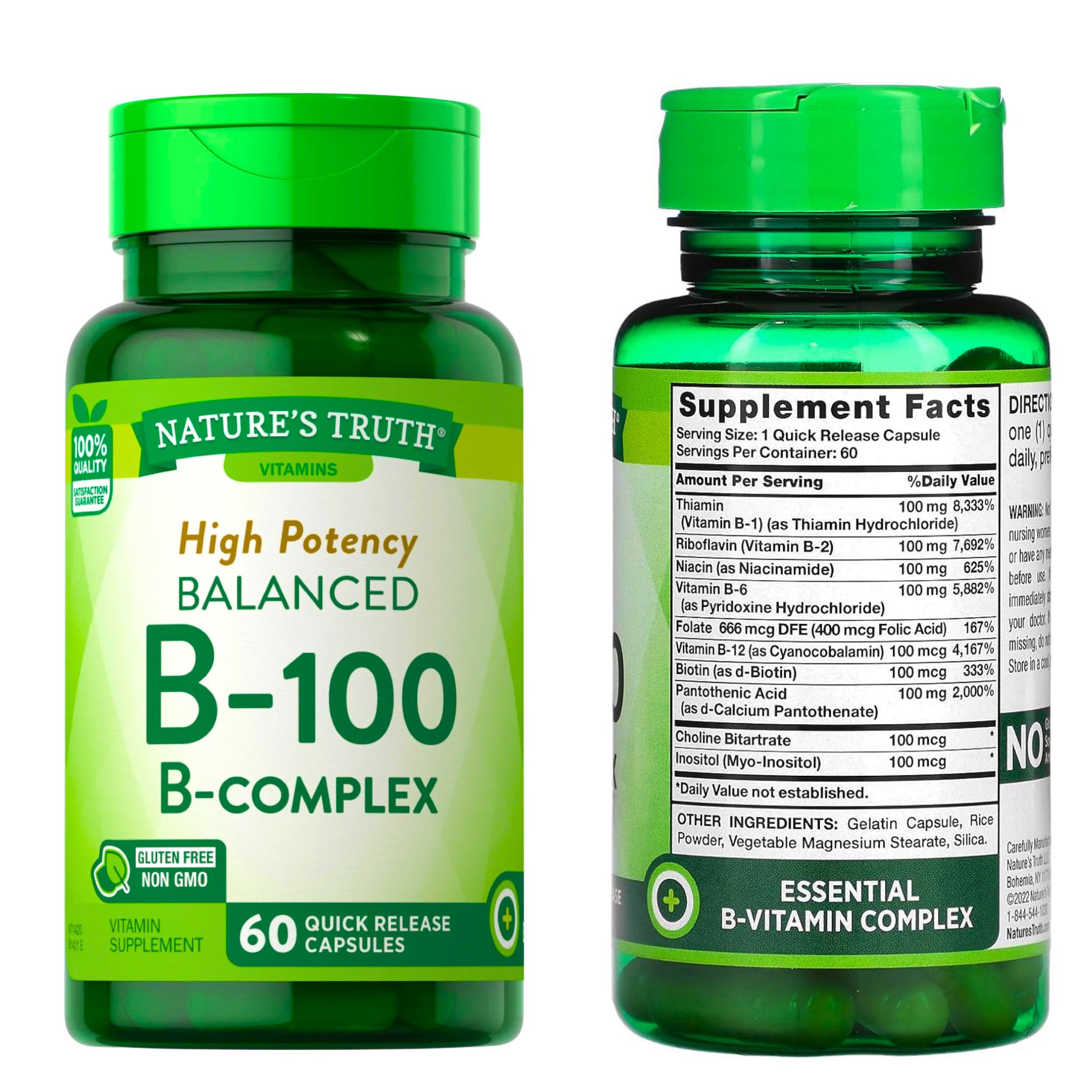 Nature's Truth, B-100 Complex Vitamin, High-Potency Energy Support, 60 Capsules