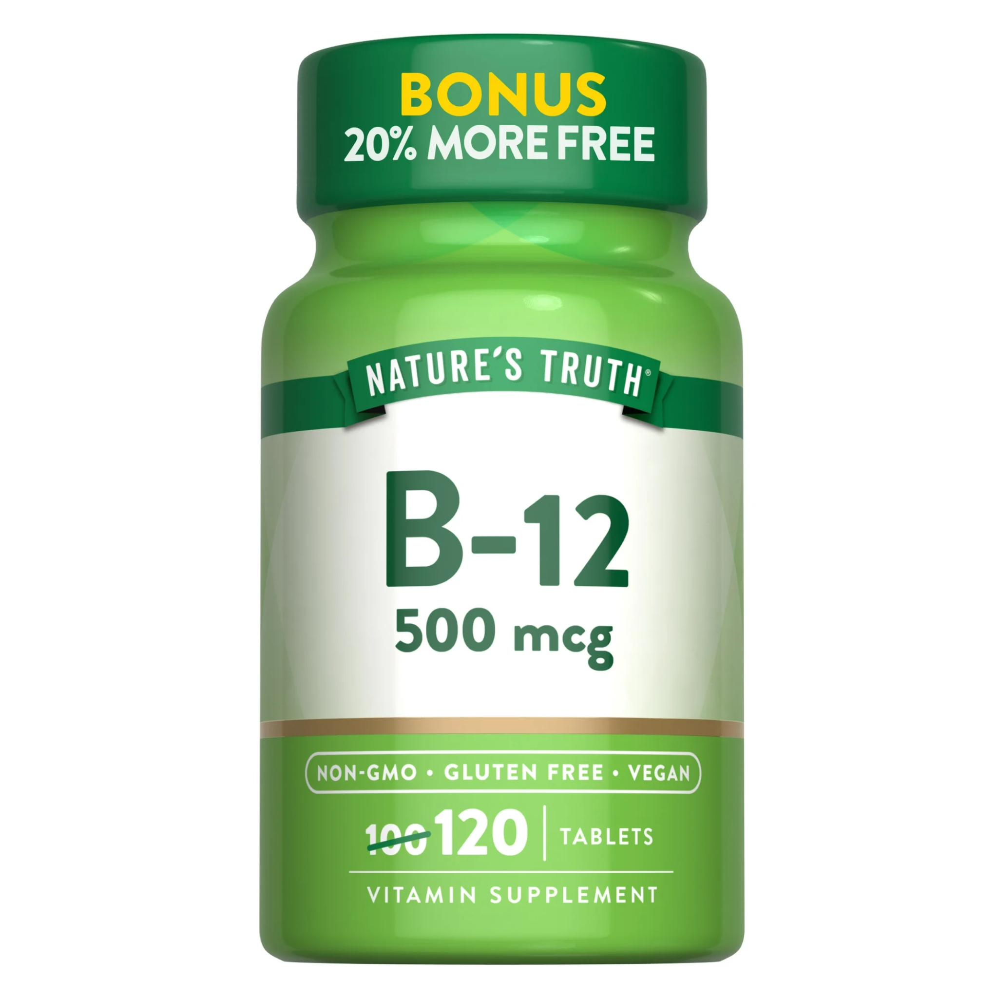 Nature's Truth, Vitamin B-12, 500 mcg Tablets, 120 Count, Supports Energy and Metabolism