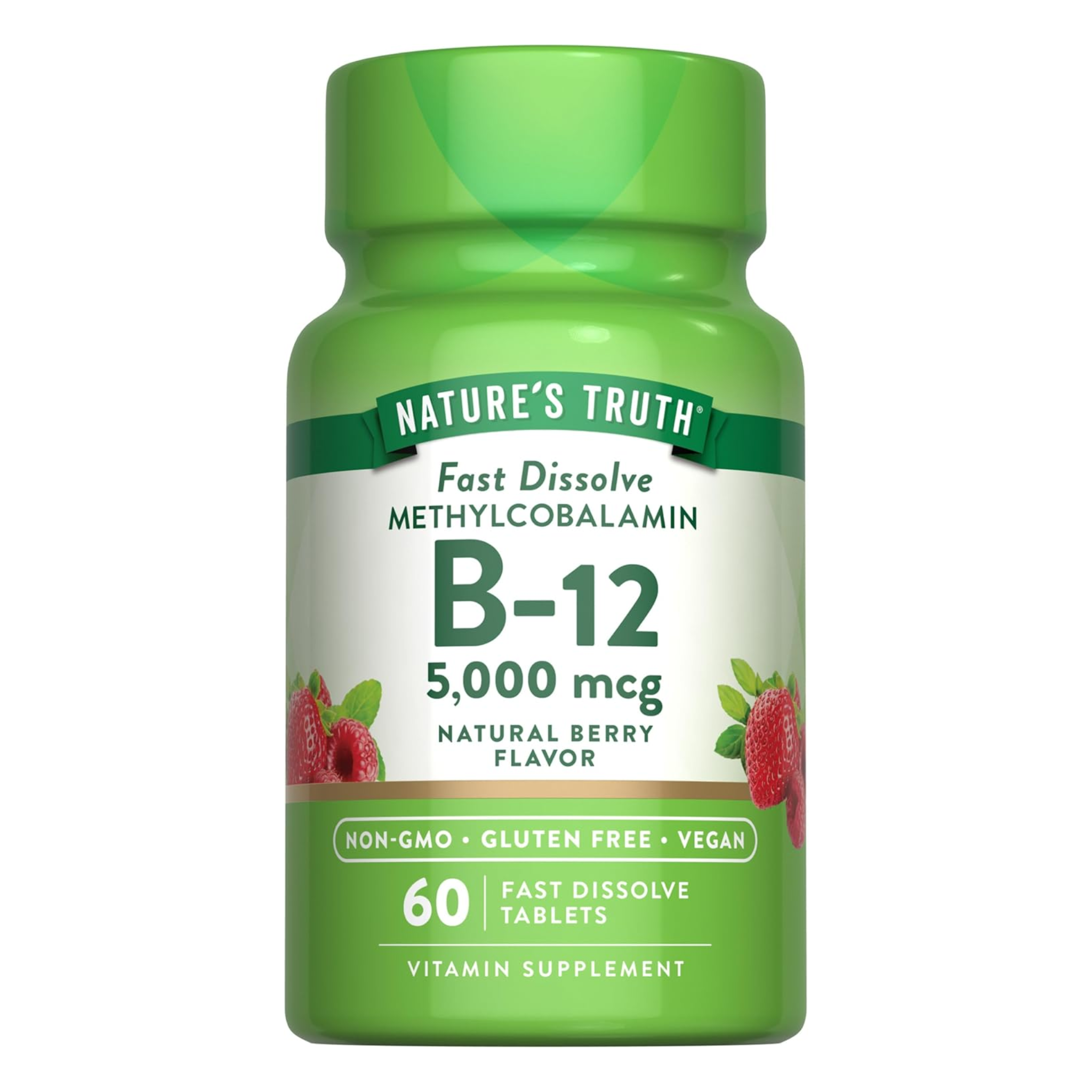 Nature's Truth, Vitamin B12, 5000 mcg, Fast Dissolve Tablets, Berry Flavor, 60 Count, Supports Energy and Metabolism - Pharmaful