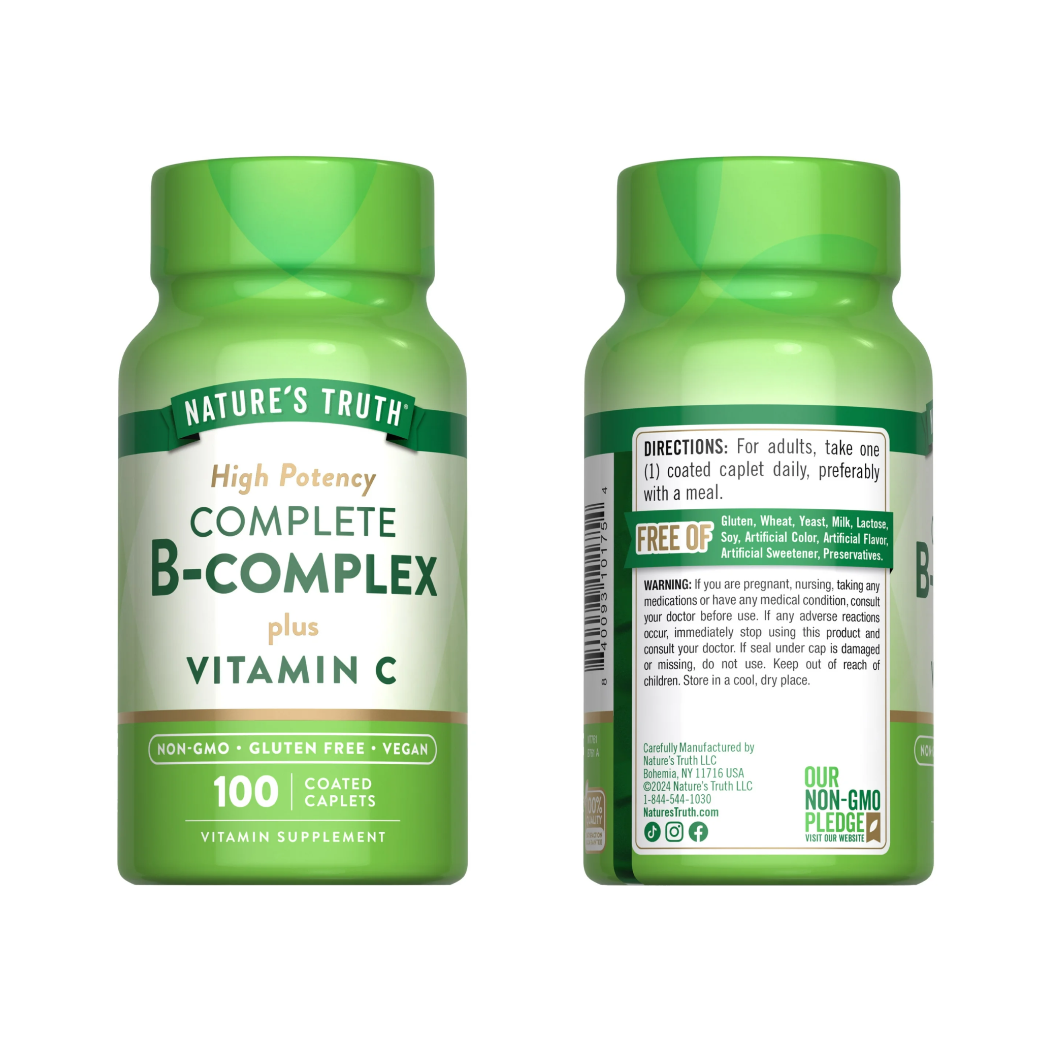 Nature's Truth, Vitamin B Complex Plus Vitamin C, Energy & Immune Support, 100 Caplets - Pharmaful