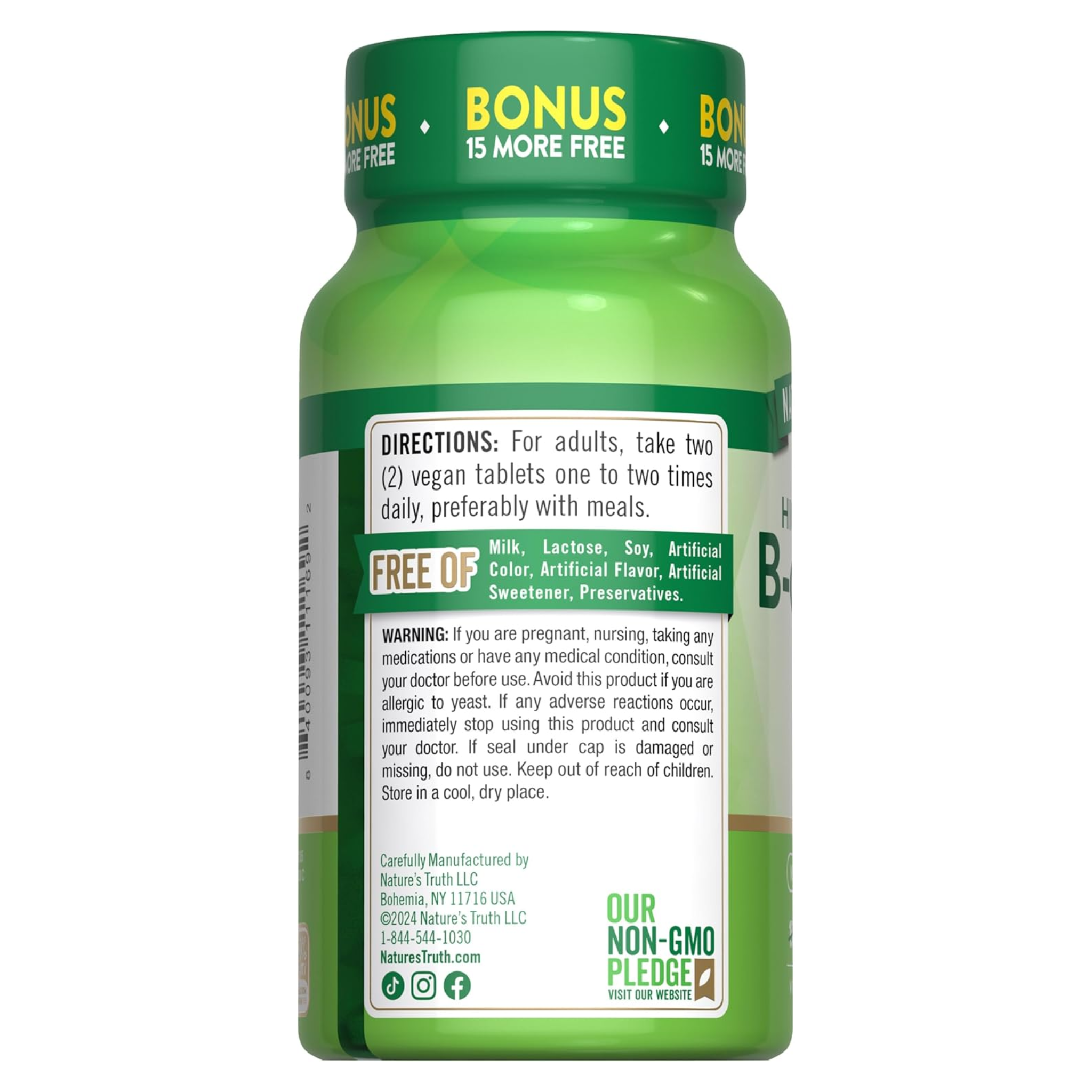 Nature's Truth, Vitamin B Complex Plus B12, Energy & Metabolism Support, Vegetarian & Non-GMO, 90 Tablets