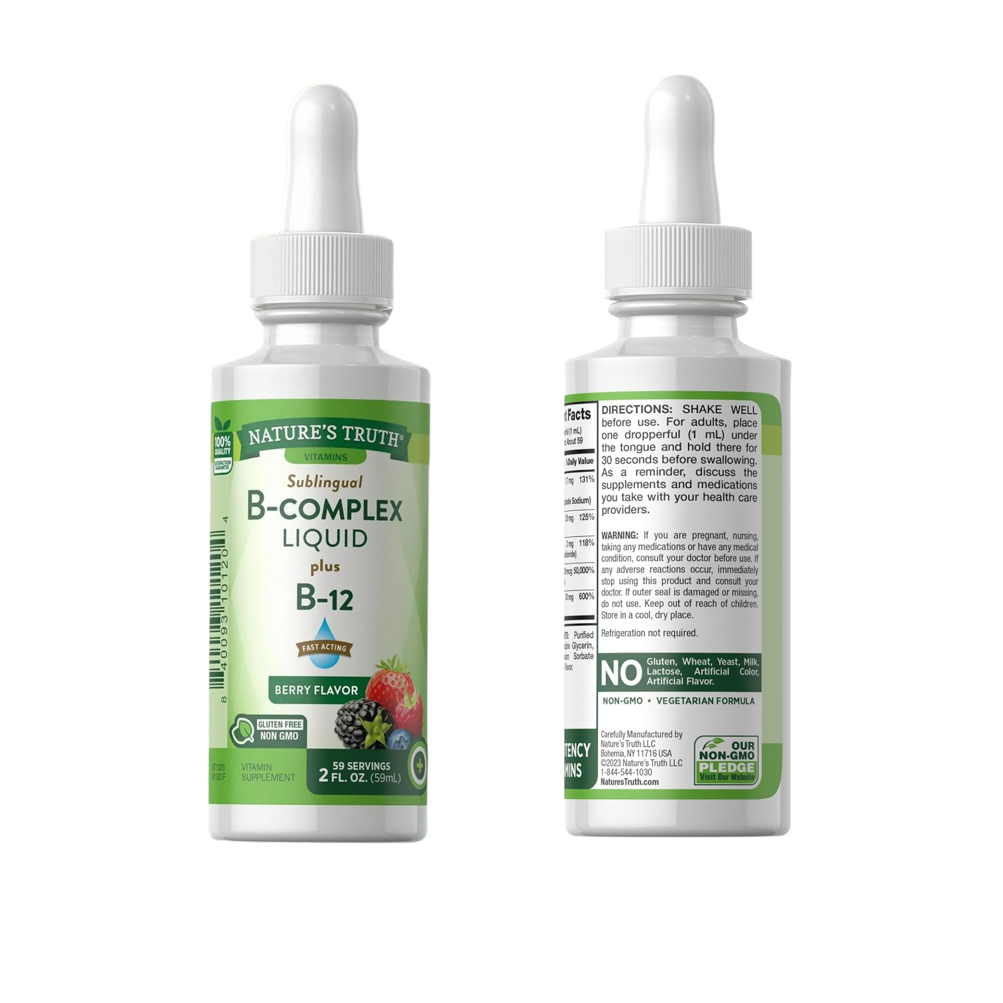 Nature's Truth, Vitamin B Complex Sublingual Liquid, Fast-Absorbing Energy Support, Berry Flavor, 2 oz