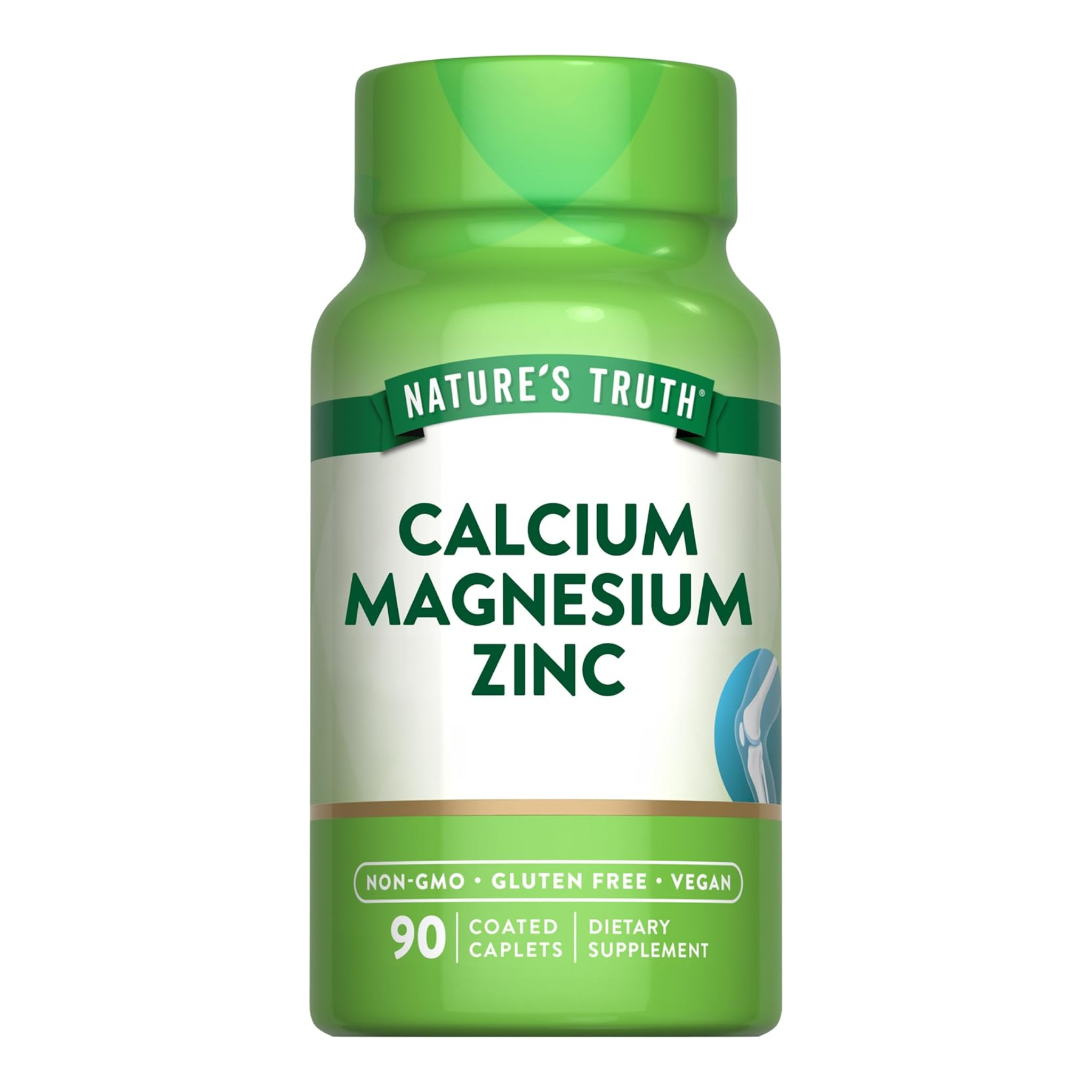 Nature’s Truth, Calcium Magnesium Zinc, Vegan & Non-GMO Mineral Supplement for Bone & Immune Support, 90 Caplets