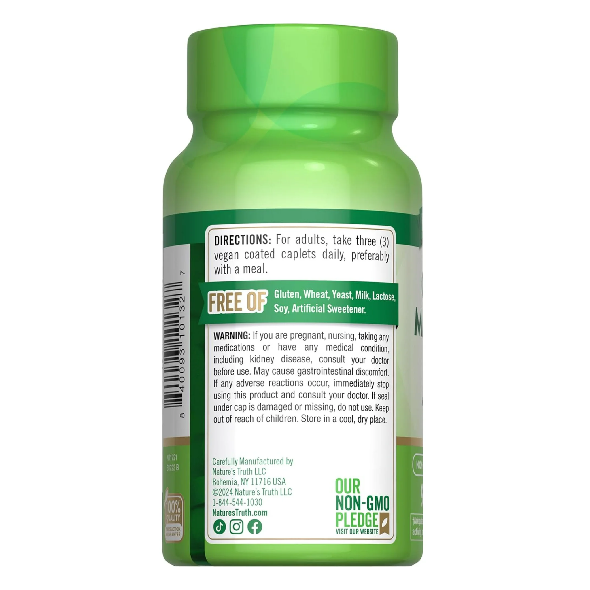 Nature’s Truth, Calcium Magnesium Zinc, Vegan & Non-GMO Mineral Supplement for Bone & Immune Support, 90 Caplets