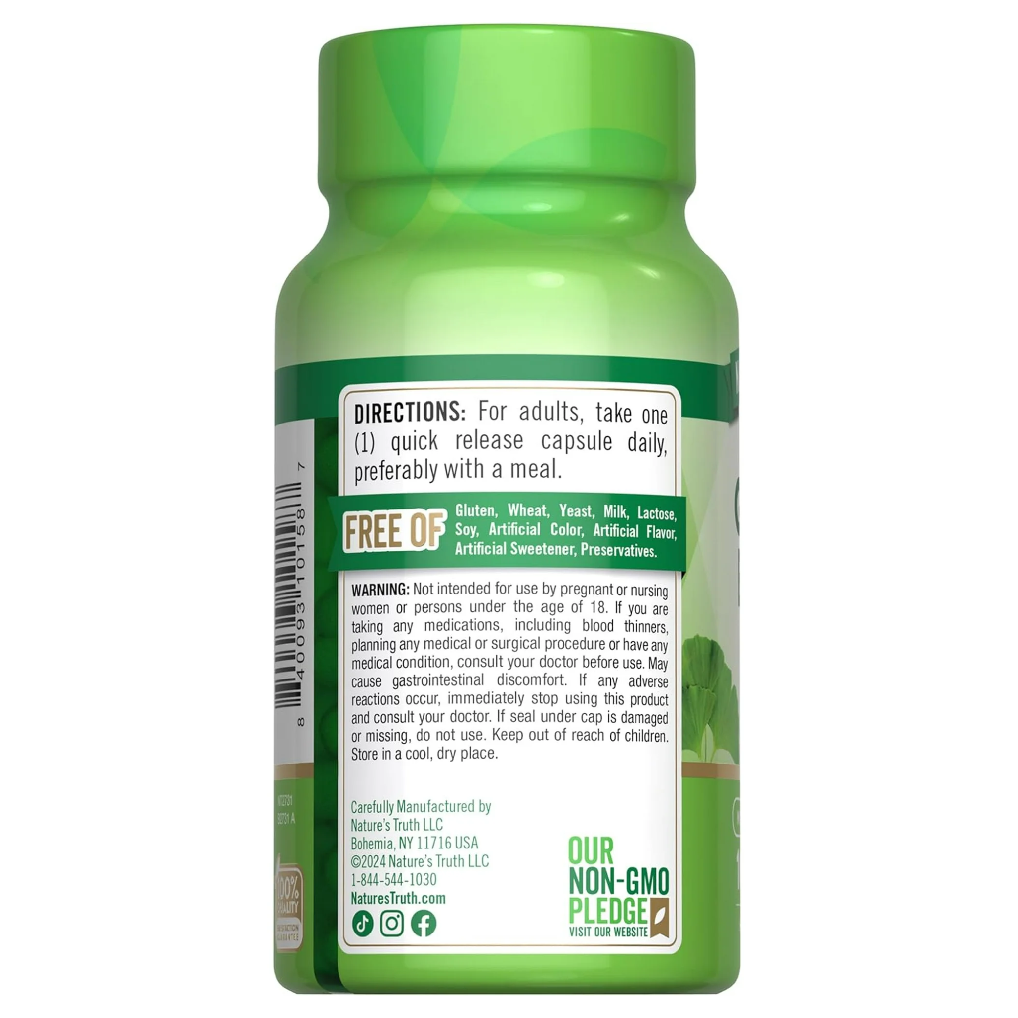 Nature's Truth, Standardized Extract Ginkgo Biloba Plus, Dietary Supplement for Brain Health, 100 Ct