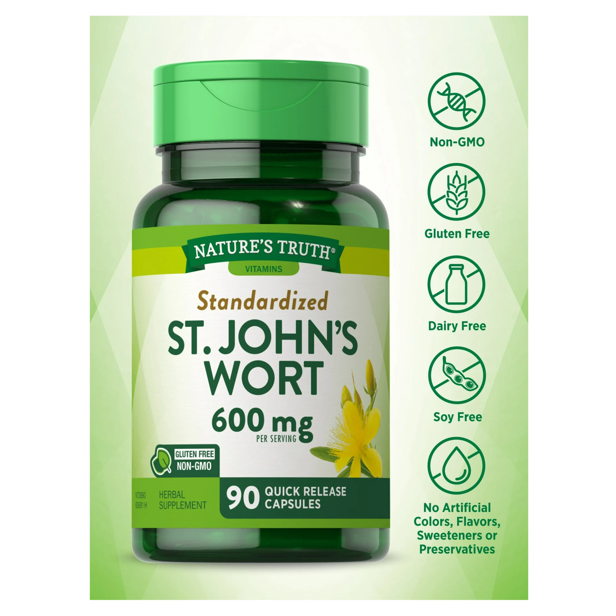 Nature's Truth, St. John’s Wort 600mg Capsules, Herbal Mood Support Supplement, 90 Ct