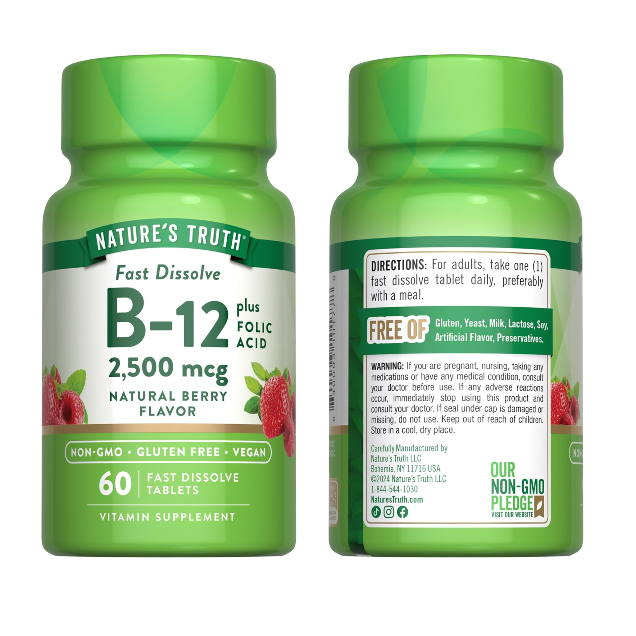 Nature's Truth, Vitamin B-12, 2500 mcg Sublingual Tablets, 60 Count, For Men and Women
