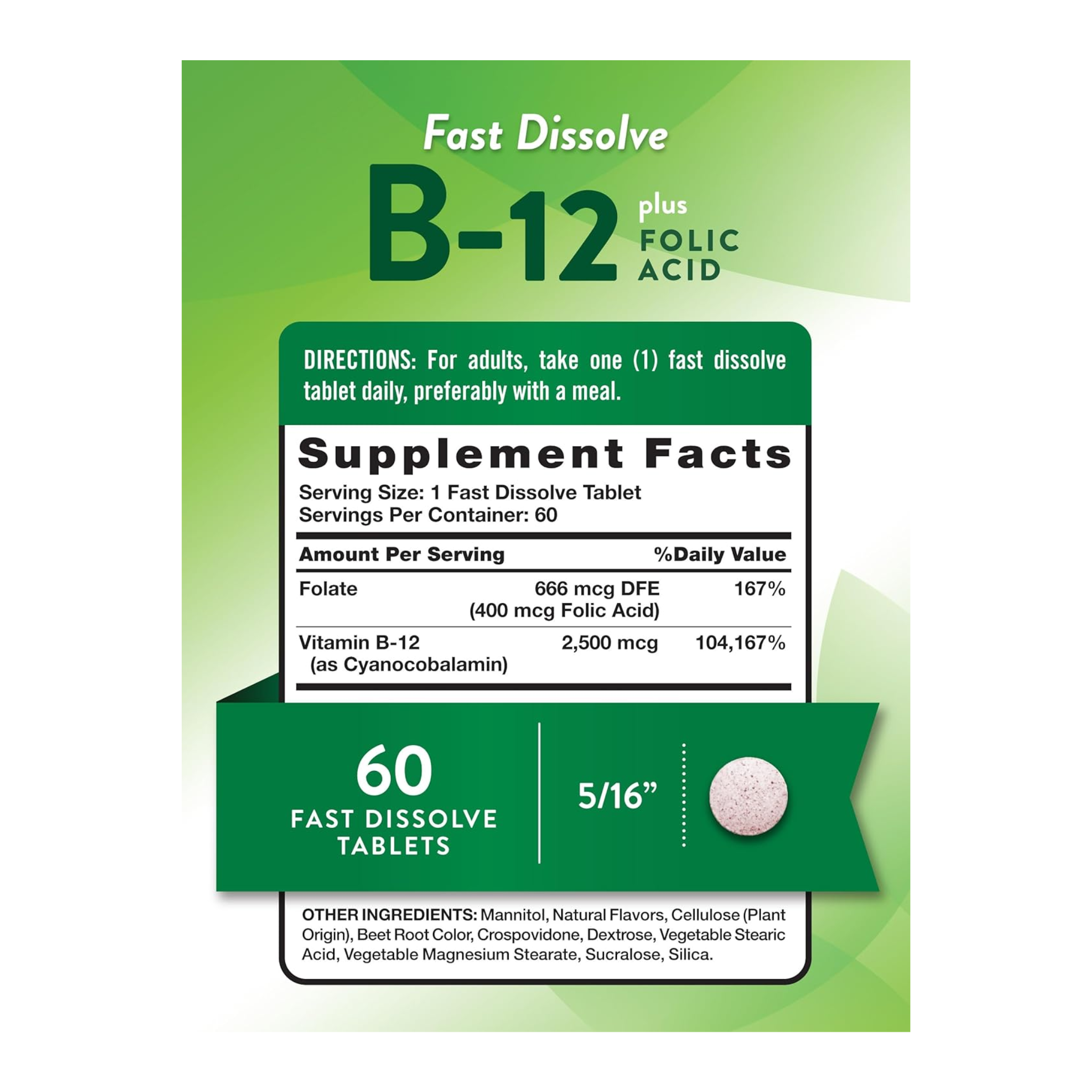 Nature's Truth, Vitamin B-12, 2500 mcg Sublingual Tablets, 60 Count, For Men and Women