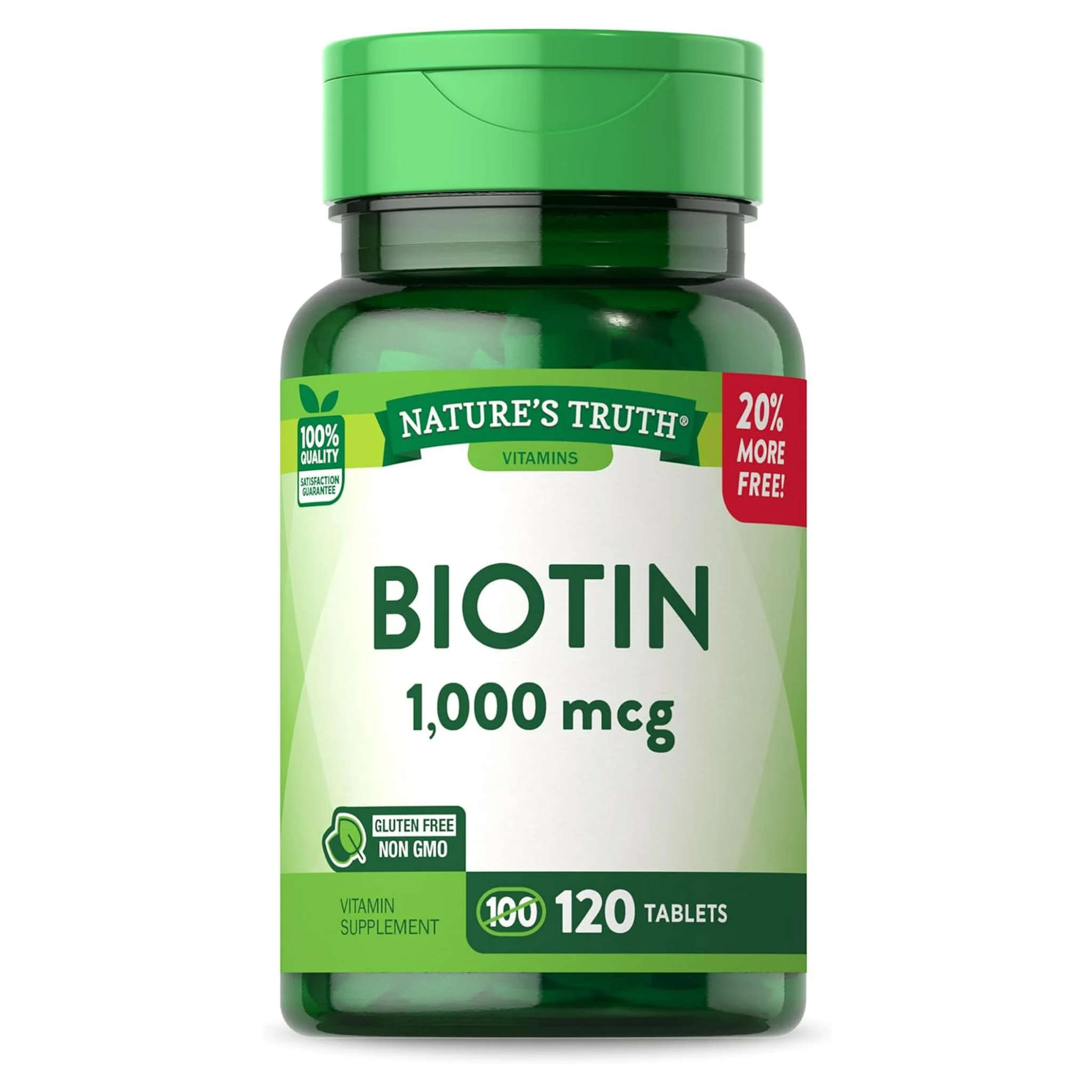 Nature's Truth, Biotin 1000 mcg, Supports Healthy Hair, Skin, and Nails, Dietary Supplement Tablets, 120 Count