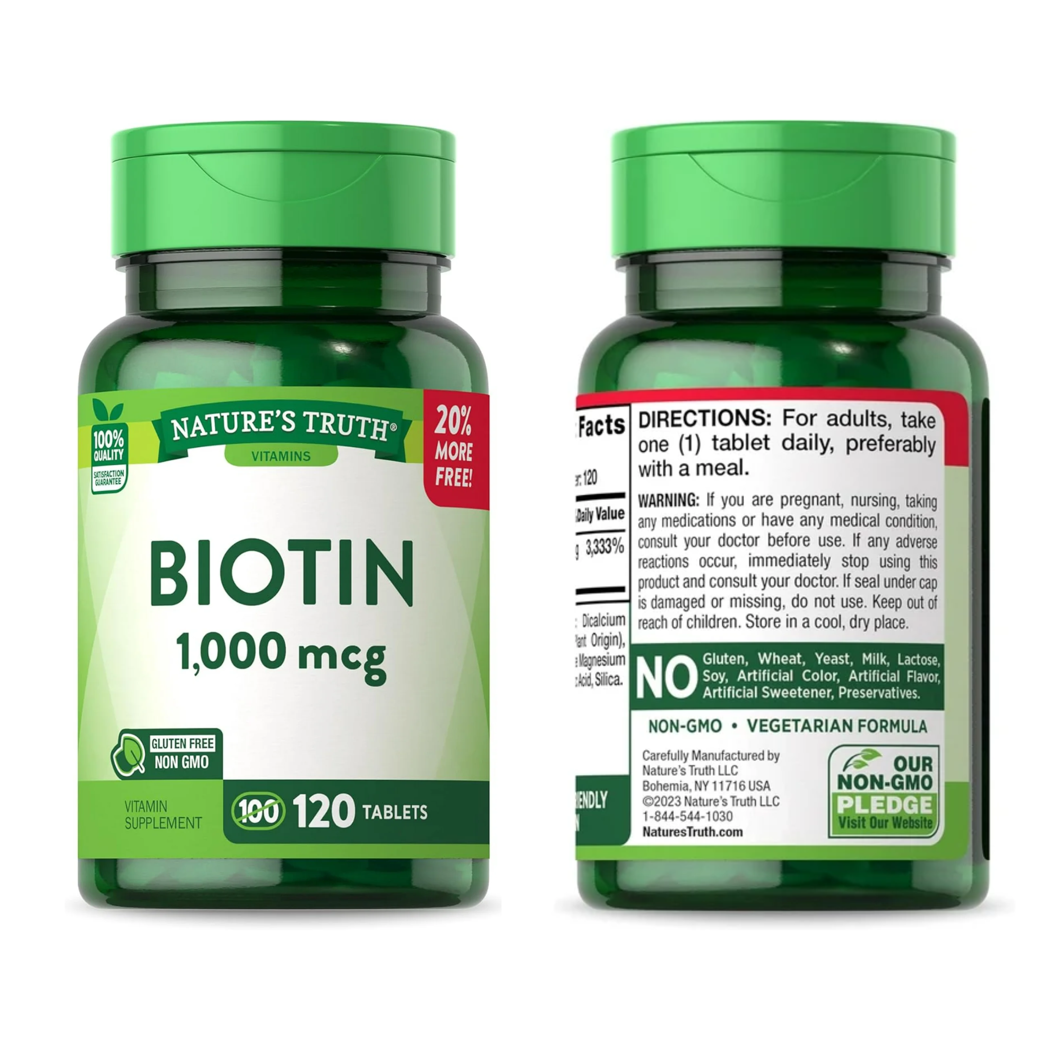 Nature's Truth, Biotin 1000 mcg, Supports Healthy Hair, Skin, and Nails, Dietary Supplement Tablets, 120 Count
