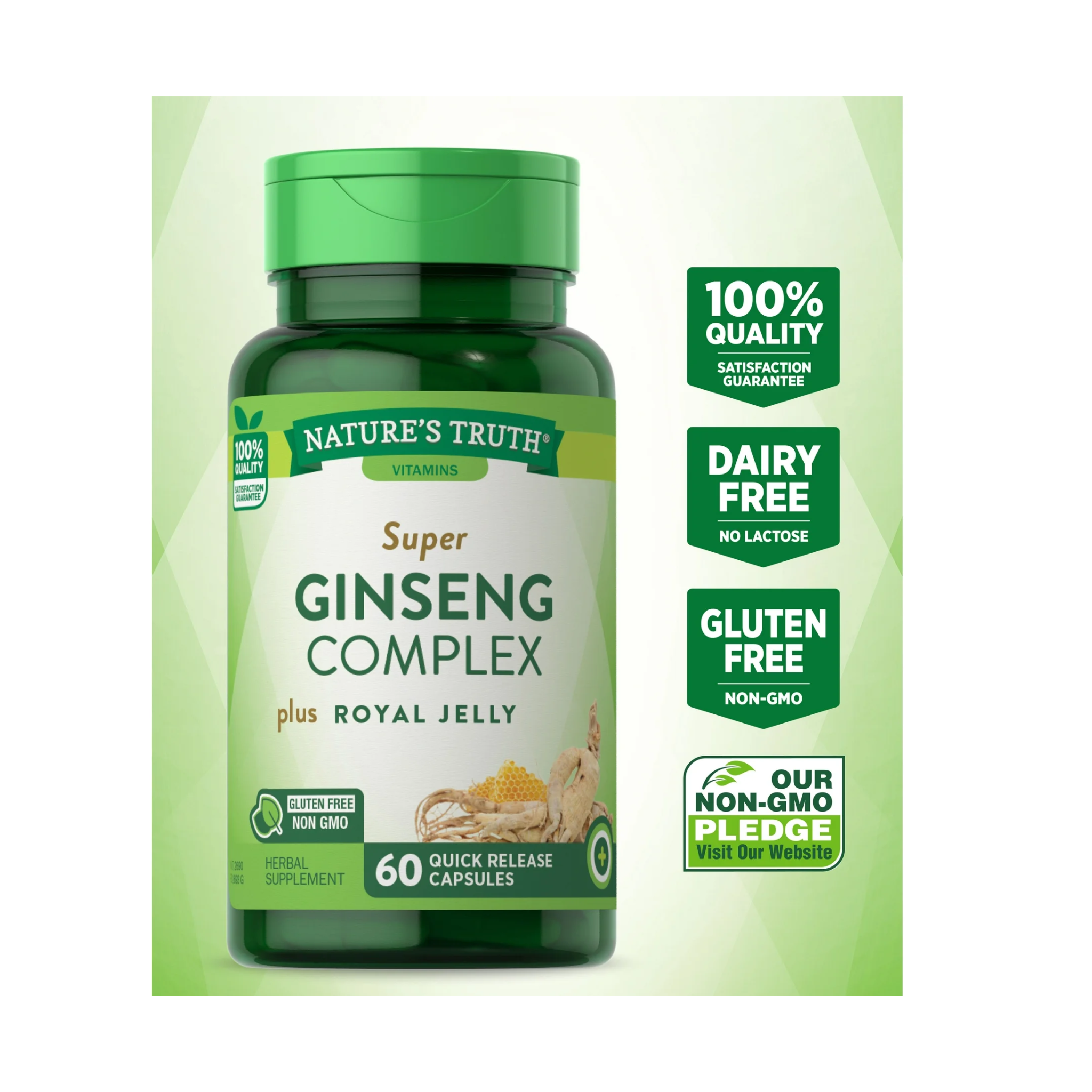 Nature's Truth, Super Ginseng Complex with Royal Jelly, Ginseng Extract Capsules, 60 Ct