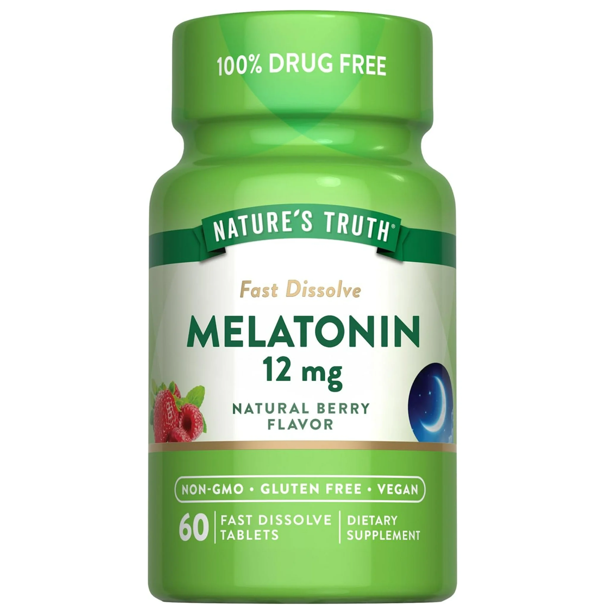 Nature's Truth, Melatonin Tablets, 12mg Natural Berry Flavor Sleep Support, 60 Count