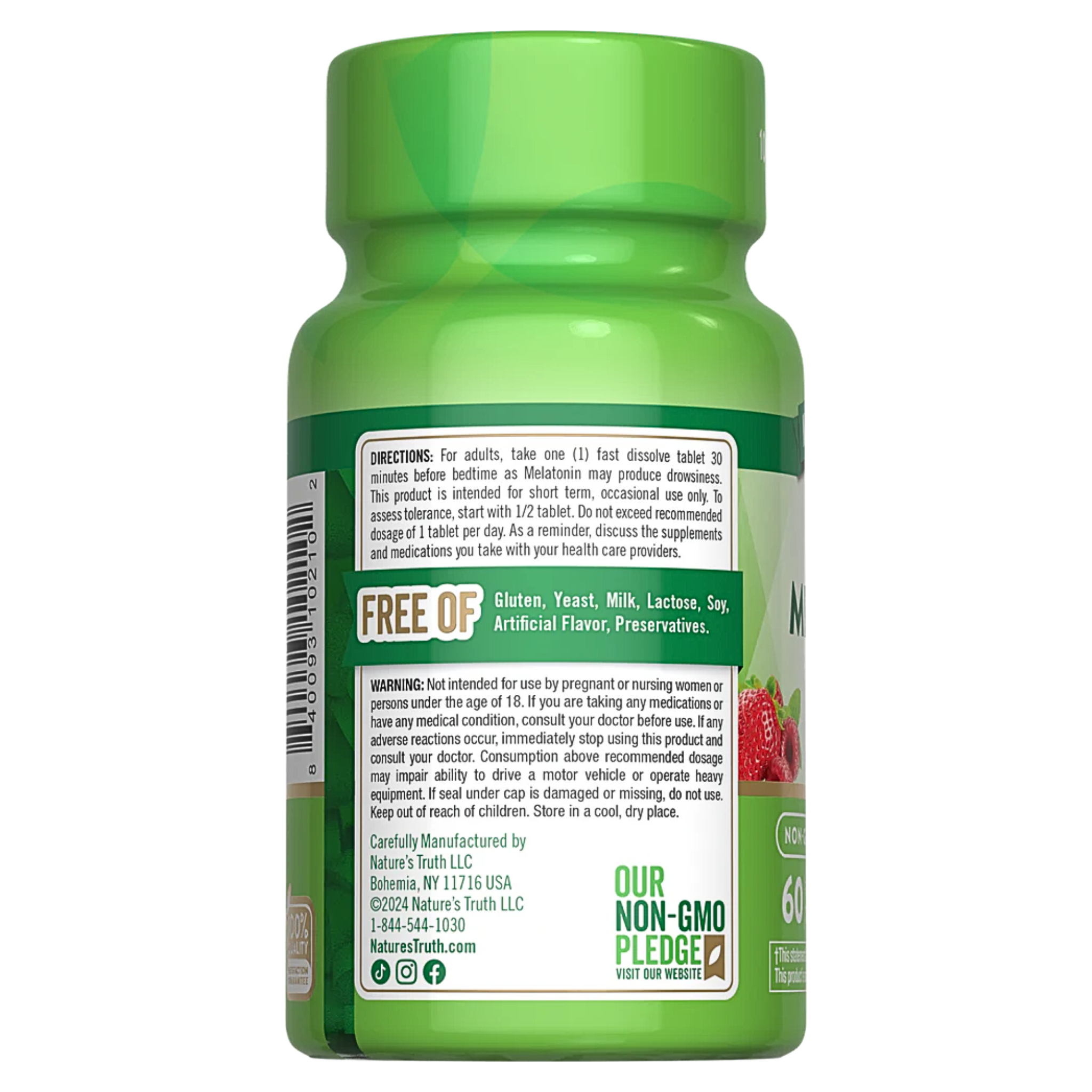 Nature's Truth, Melatonin Tablets, 12mg Natural Berry Flavor Sleep Support, 60 Count