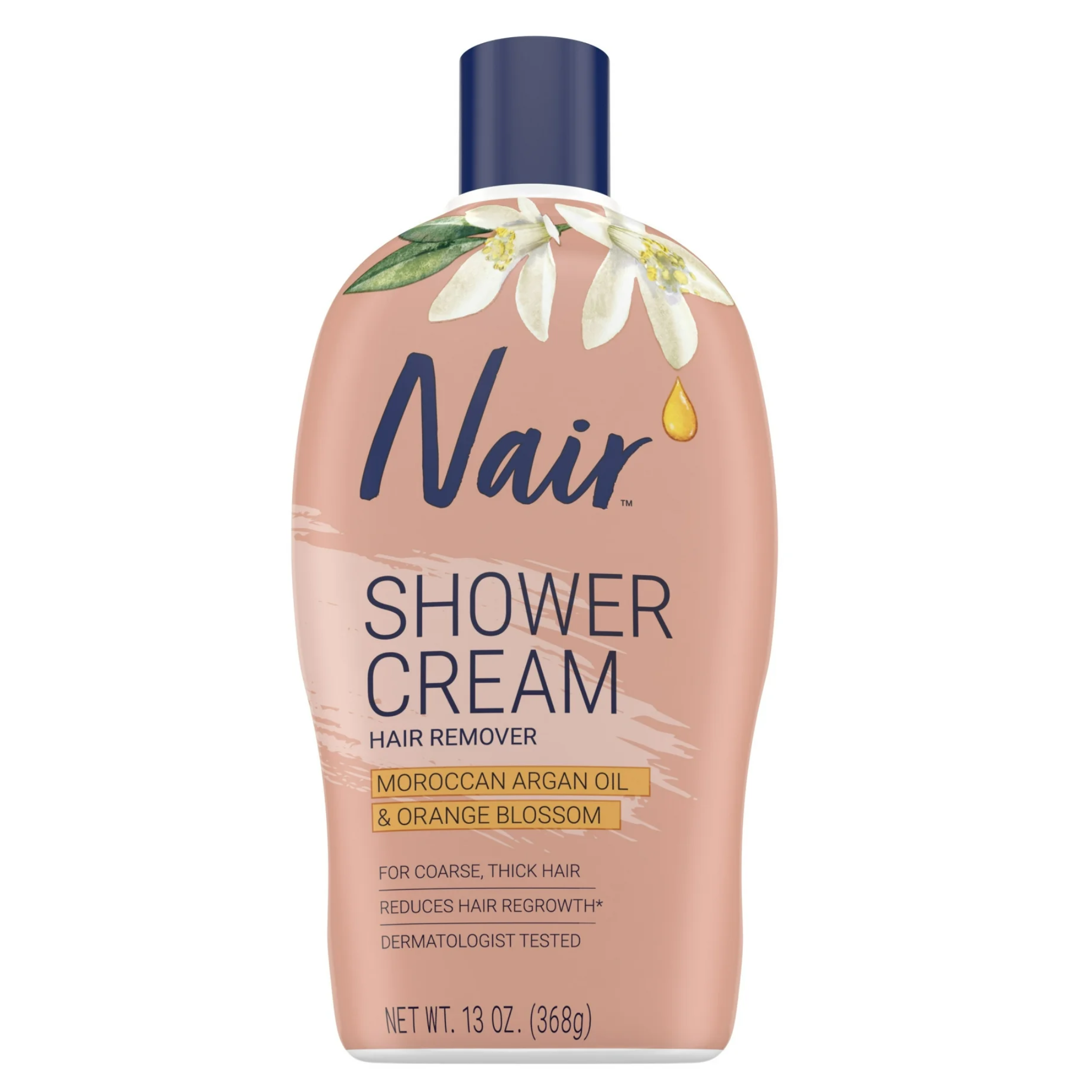 Nair, Shower Cream Hair Remover with Moroccan Argan Oil & Orange Blossom, For Coarse & Thick Hair, 13 oz