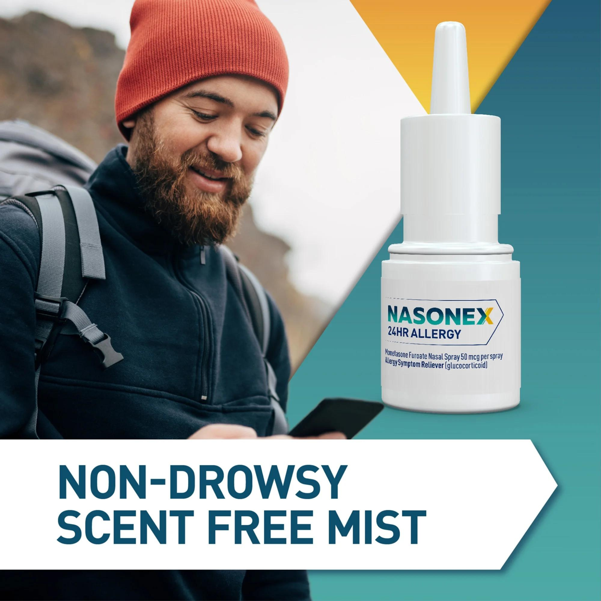 Nasonex 24HR Allergy Nasal Spray, Non-Drowsy, Scent-Free Mist, 60 Spray Count