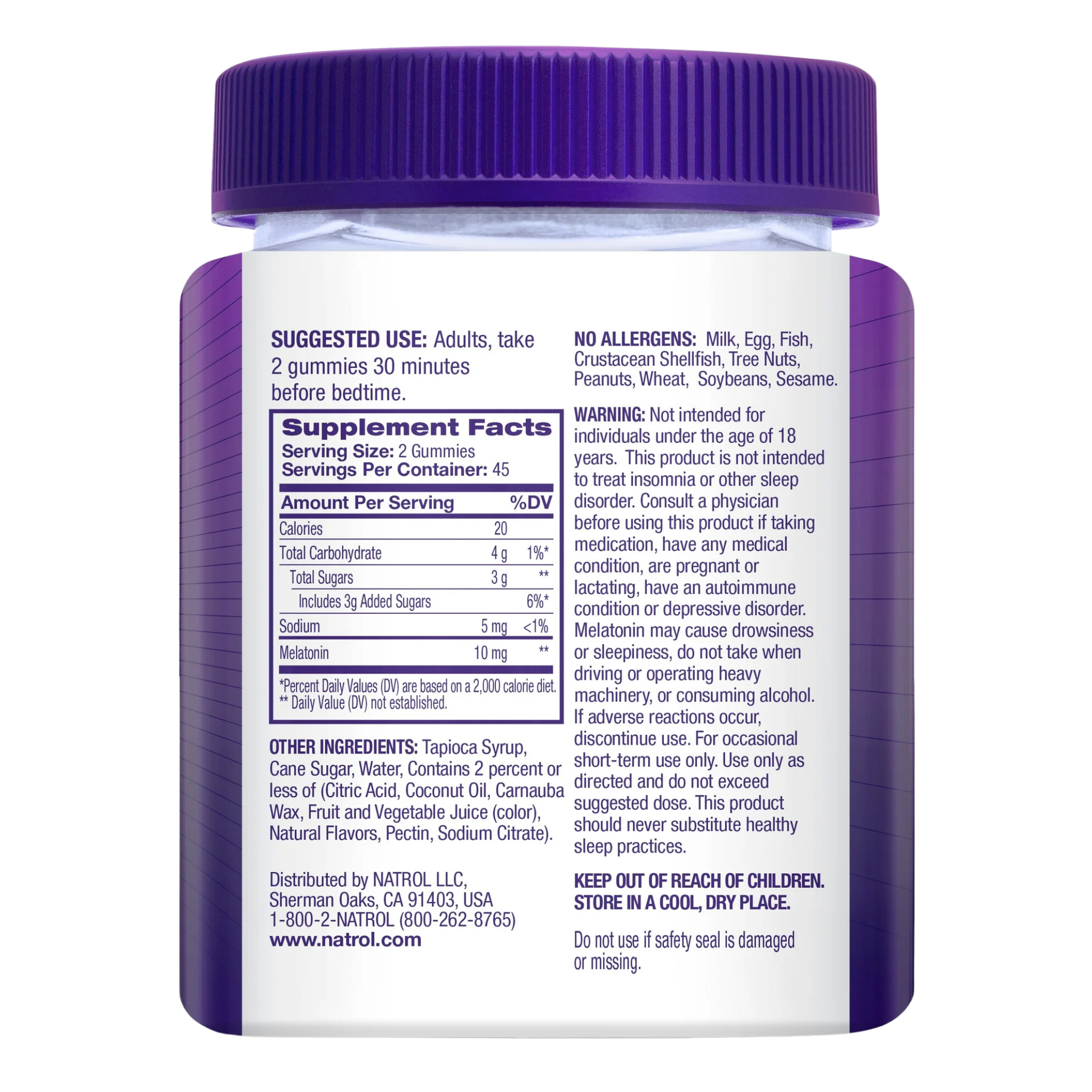 Natrol, Melatonin Gummies, 10mg Sleep Support Supplement, Strawberry Flavor, 90 Count