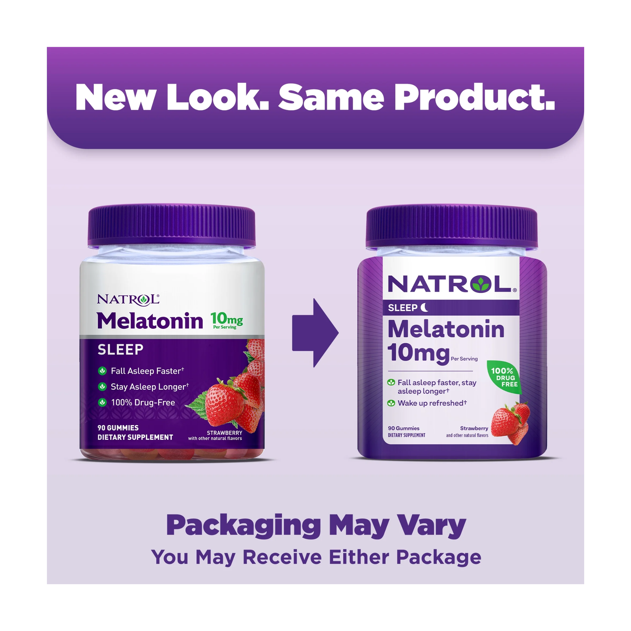 Natrol, Melatonin Gummies, 10mg Sleep Support Supplement, Strawberry Flavor, 90 Count