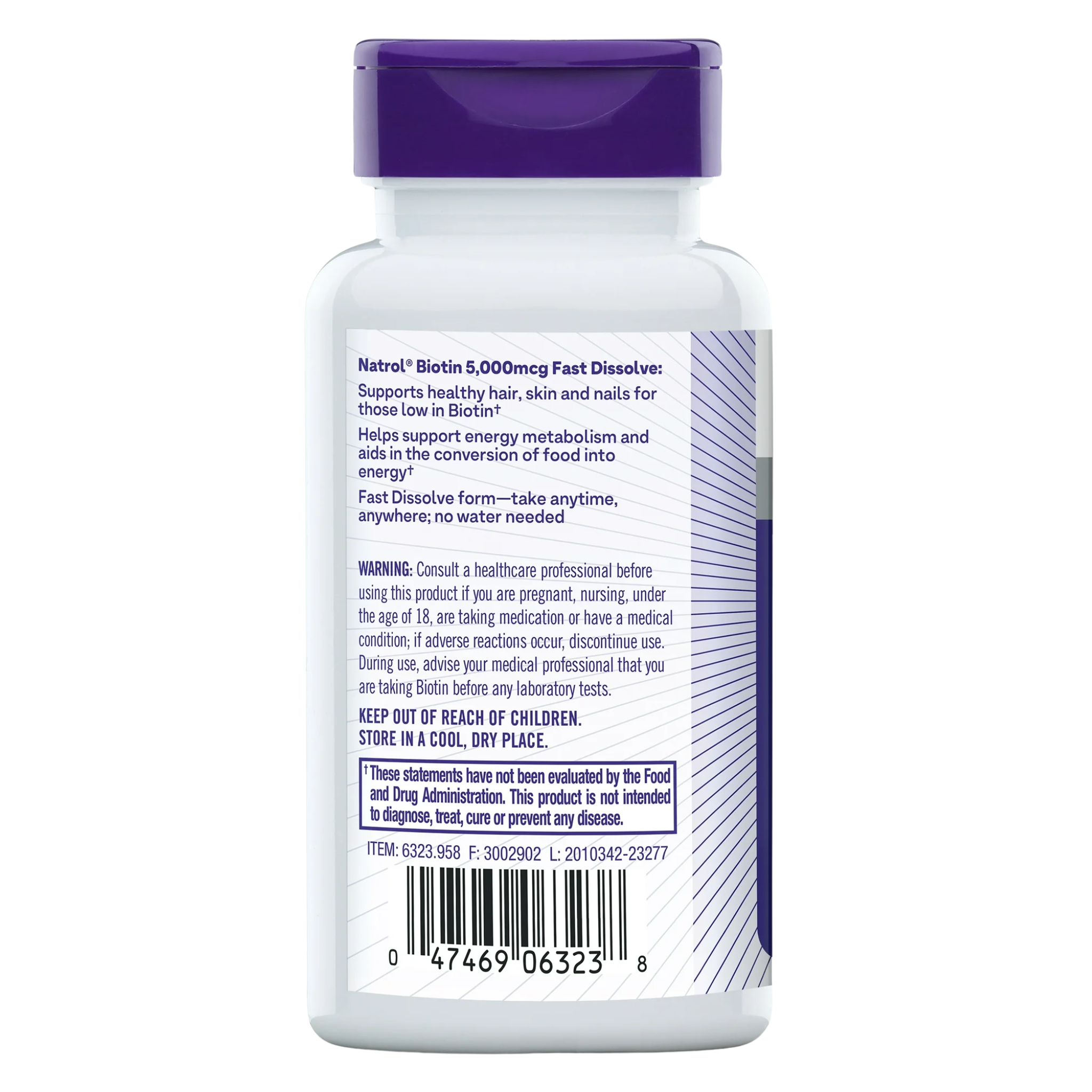 Natrol, Beauty Biotin, 5000 mcg, Supports Healthy Hair, Skin & Nails, Fast Dissolve, Strawberry Flavor, 90 Tablets