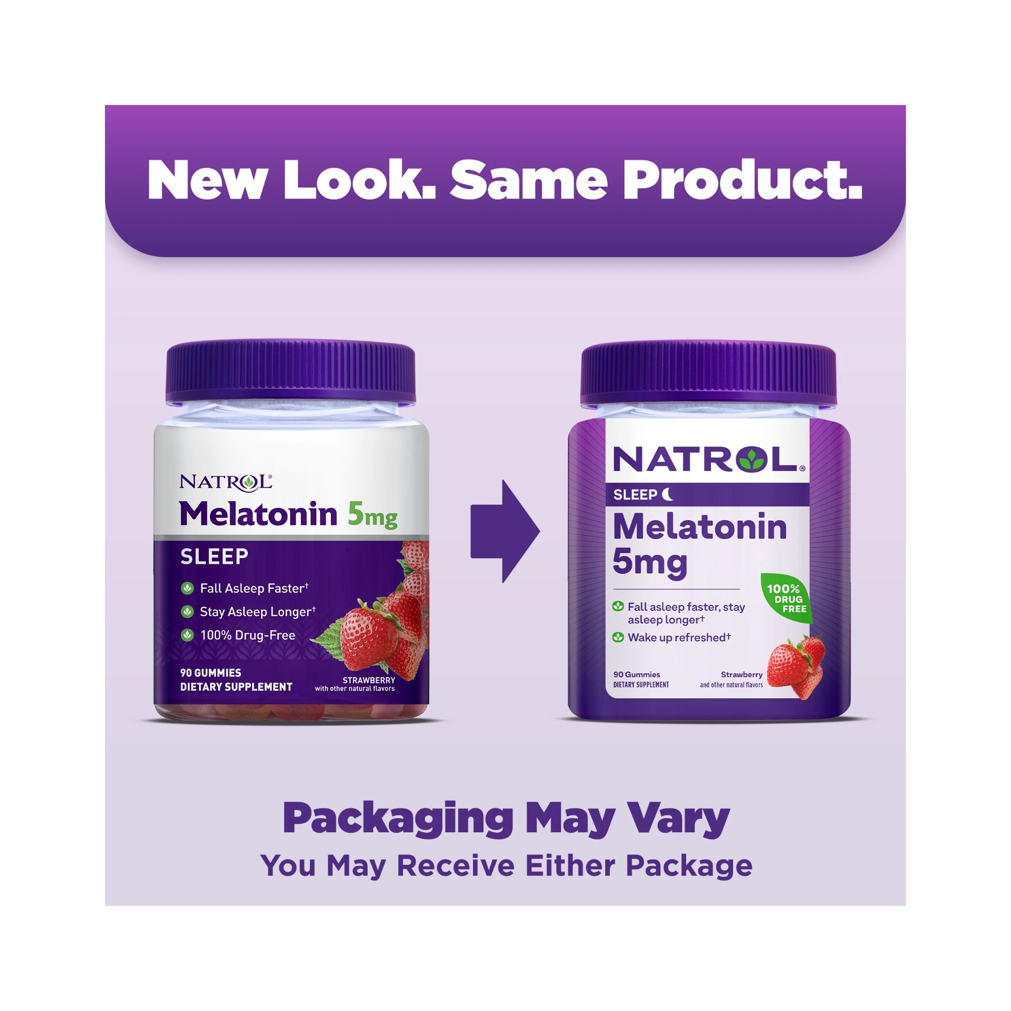 Natrol, Melatonin Gummies, 5mg Sleep Support Supplement, Strawberry Flavor, 90 Count