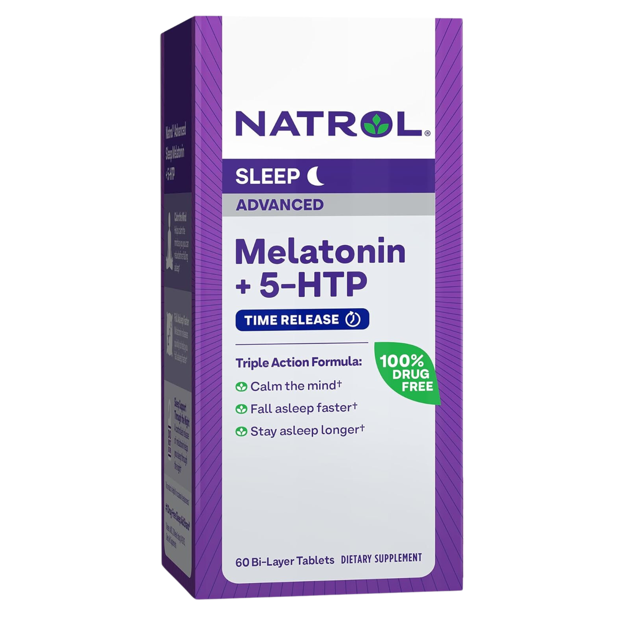 Natrol, Advanced Sleep Melatonin + 5-HTP Bi-Layer Tablets, Dual-Action Nighttime Support, 60 Count