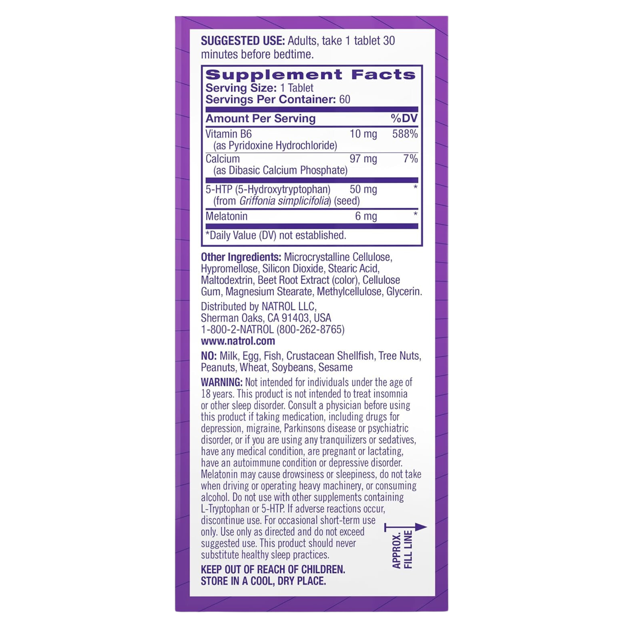 Natrol, Advanced Sleep Melatonin + 5-HTP Bi-Layer Tablets, Dual-Action Nighttime Support, 60 Count