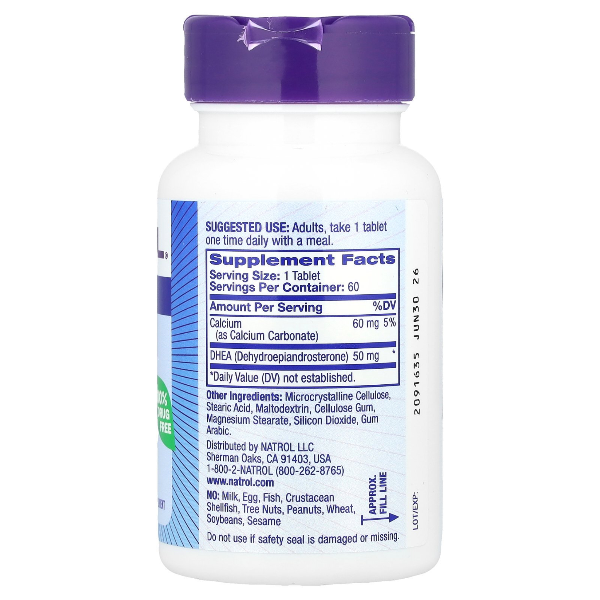 Natrol, DHEA Supplement, 50 mg, Supports Hormonal Balance & Healthy Aging, 60 Tablets