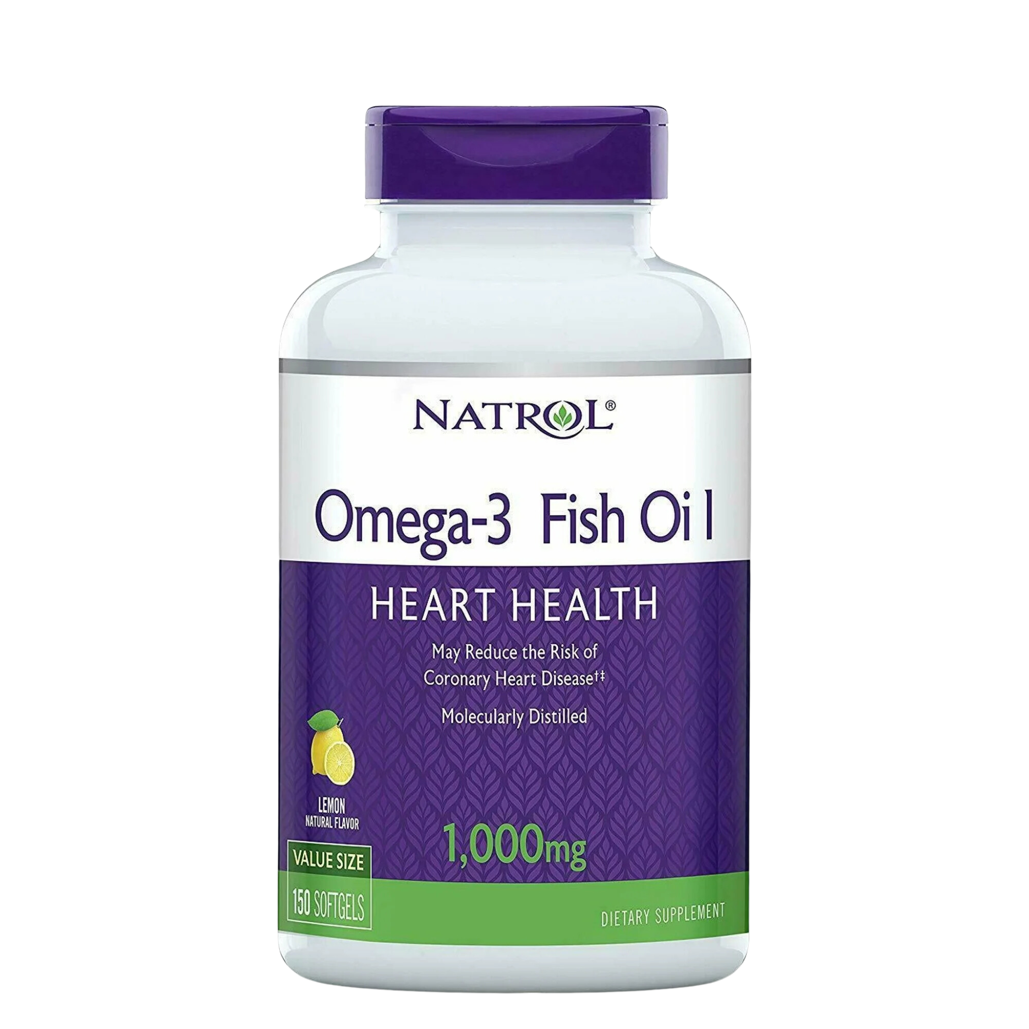 Natrol, Omega-3 Fish Oil 1000mg, Heart Health Support with Lemon Flavor, 150 Softgels