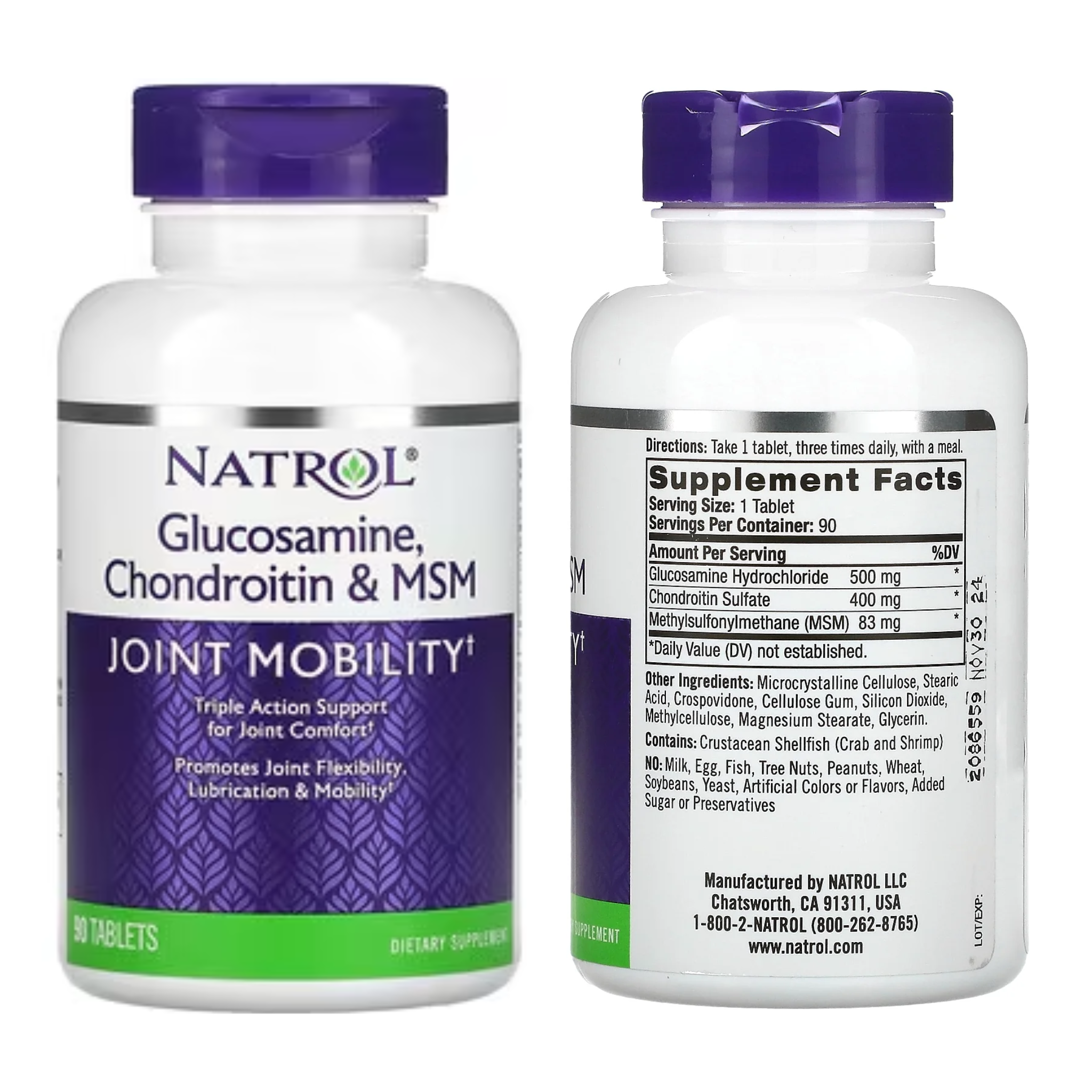 Natrol, Glucosamine Chondroitin & MSM, Triple Action Joint Health Supplement, 90 Tablets