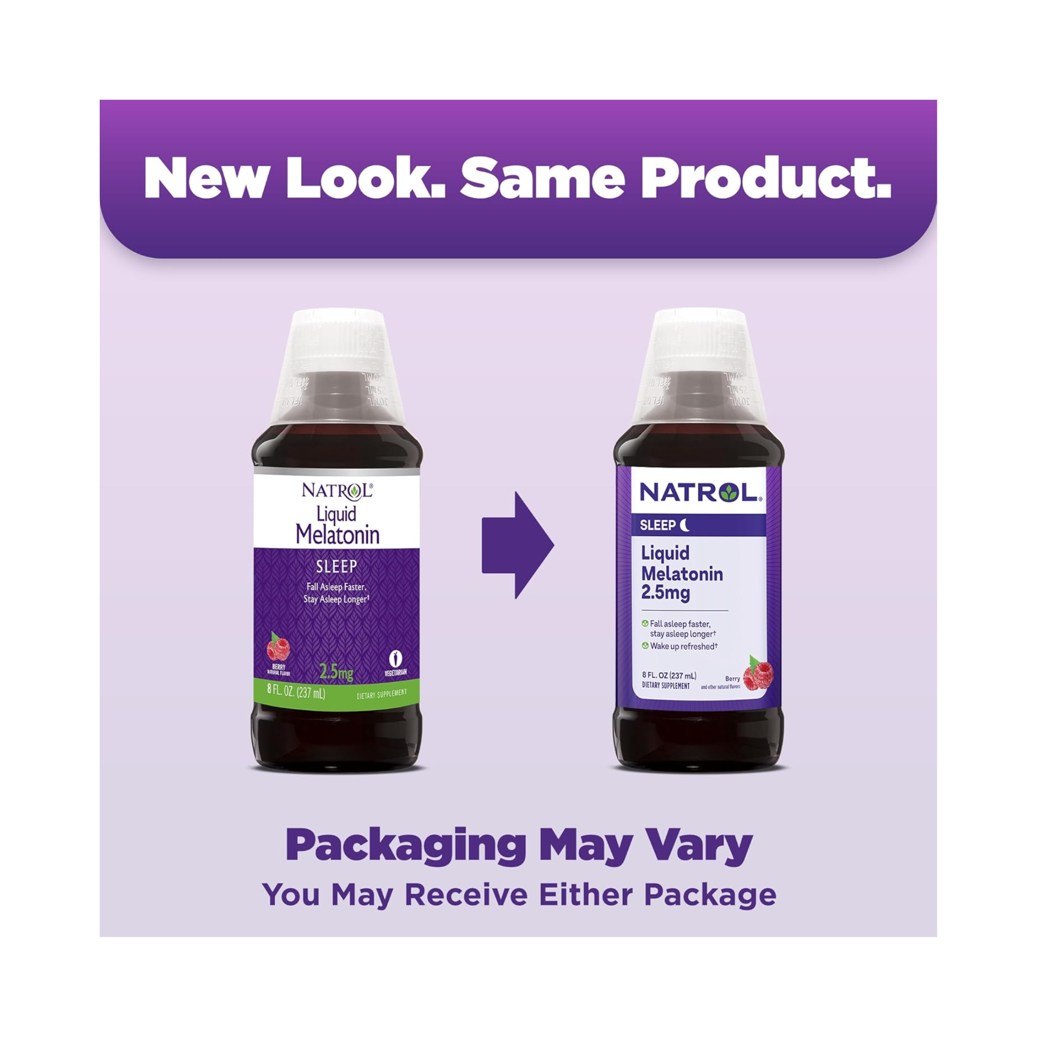 Natrol, Liquid Melatonin, 2.5mg Sleep Support, Berry Flavor, 8 fl oz