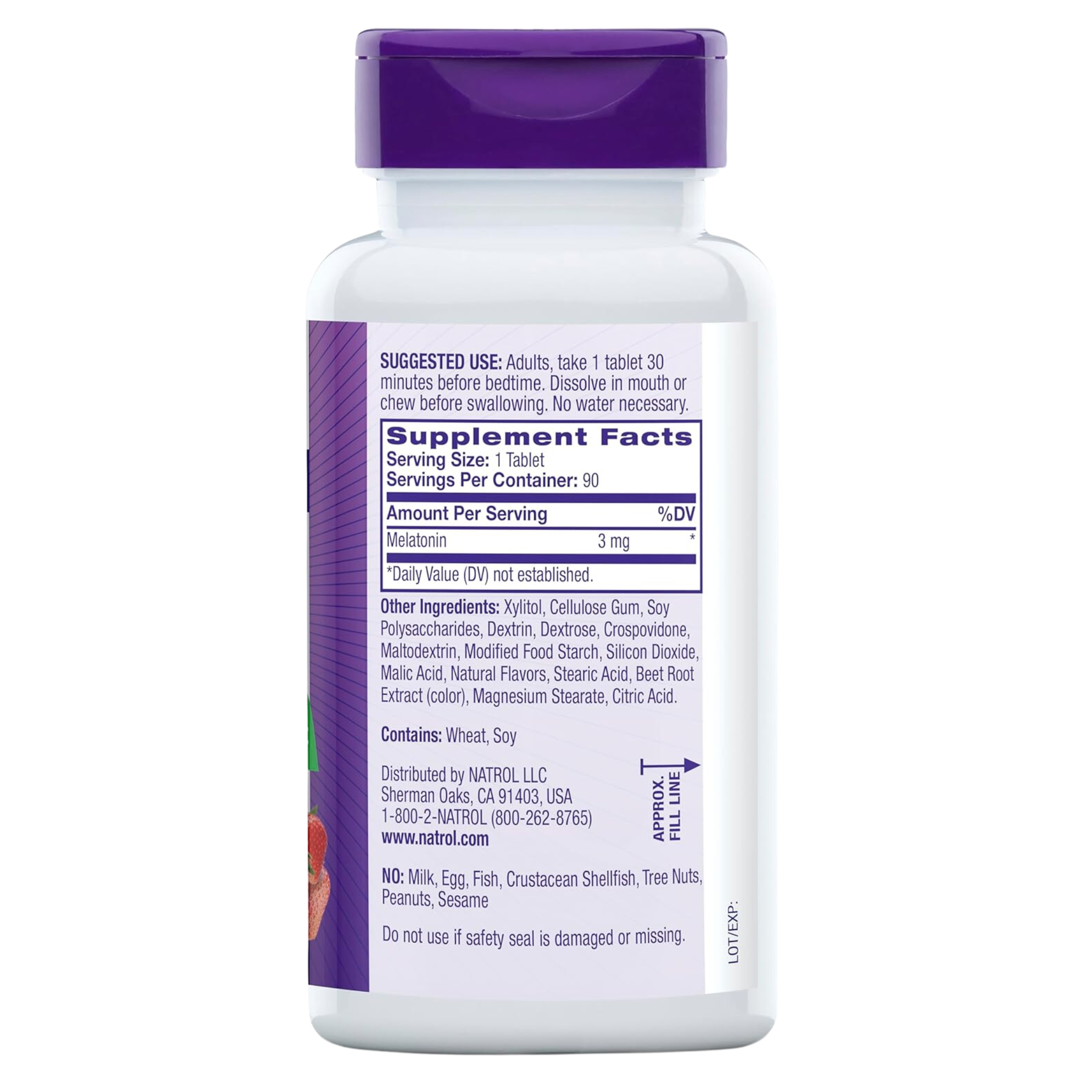 Natrol, Sleep Melatonin Fast Dissolve Tablets, 3mg Nighttime Sleep Aid, Strawberry Flavor, 90 Count