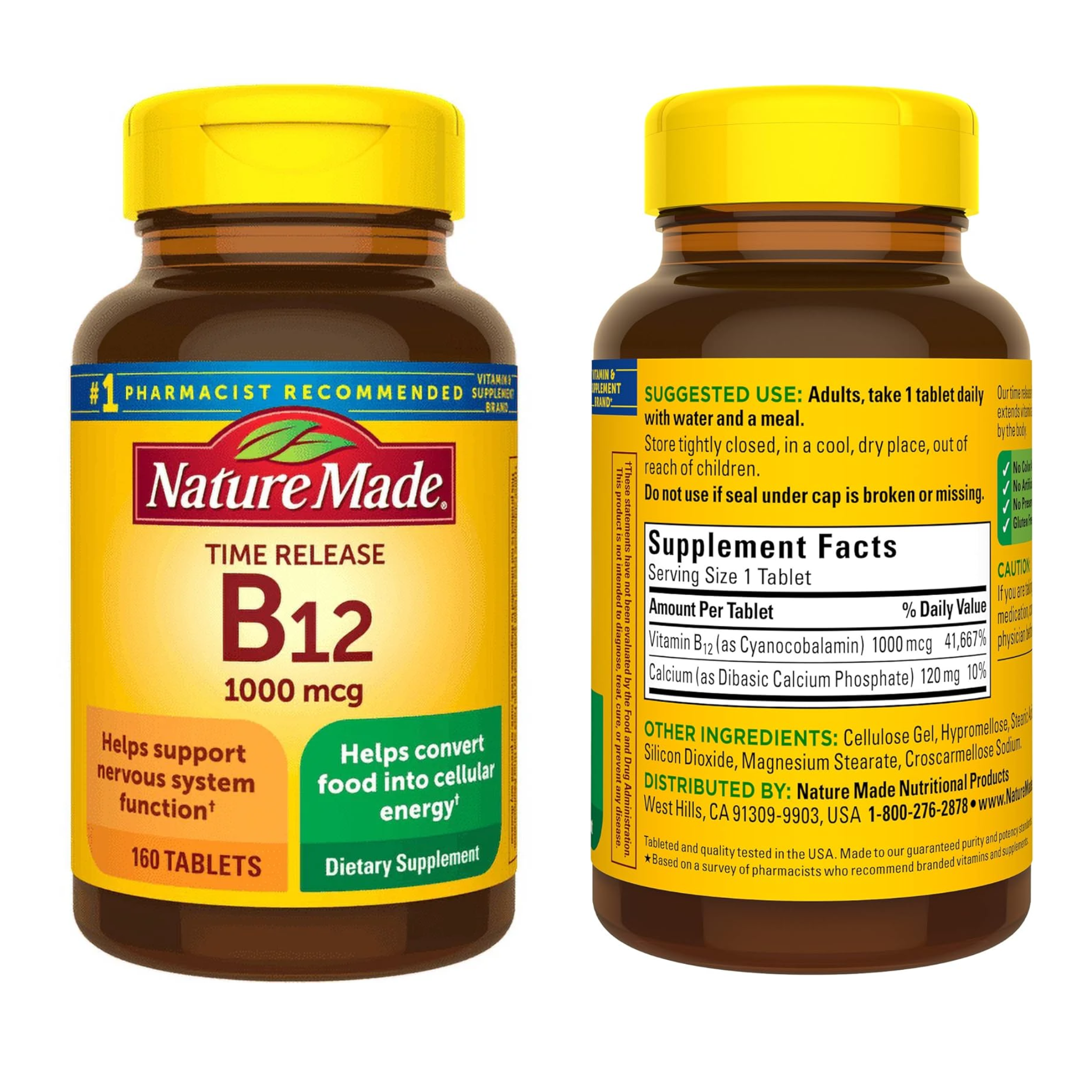 Nature Made, Vitamin B-12 1,000 mcg, Timed Release Tablets, Supports Energy & Nerve Health, 160 Count
