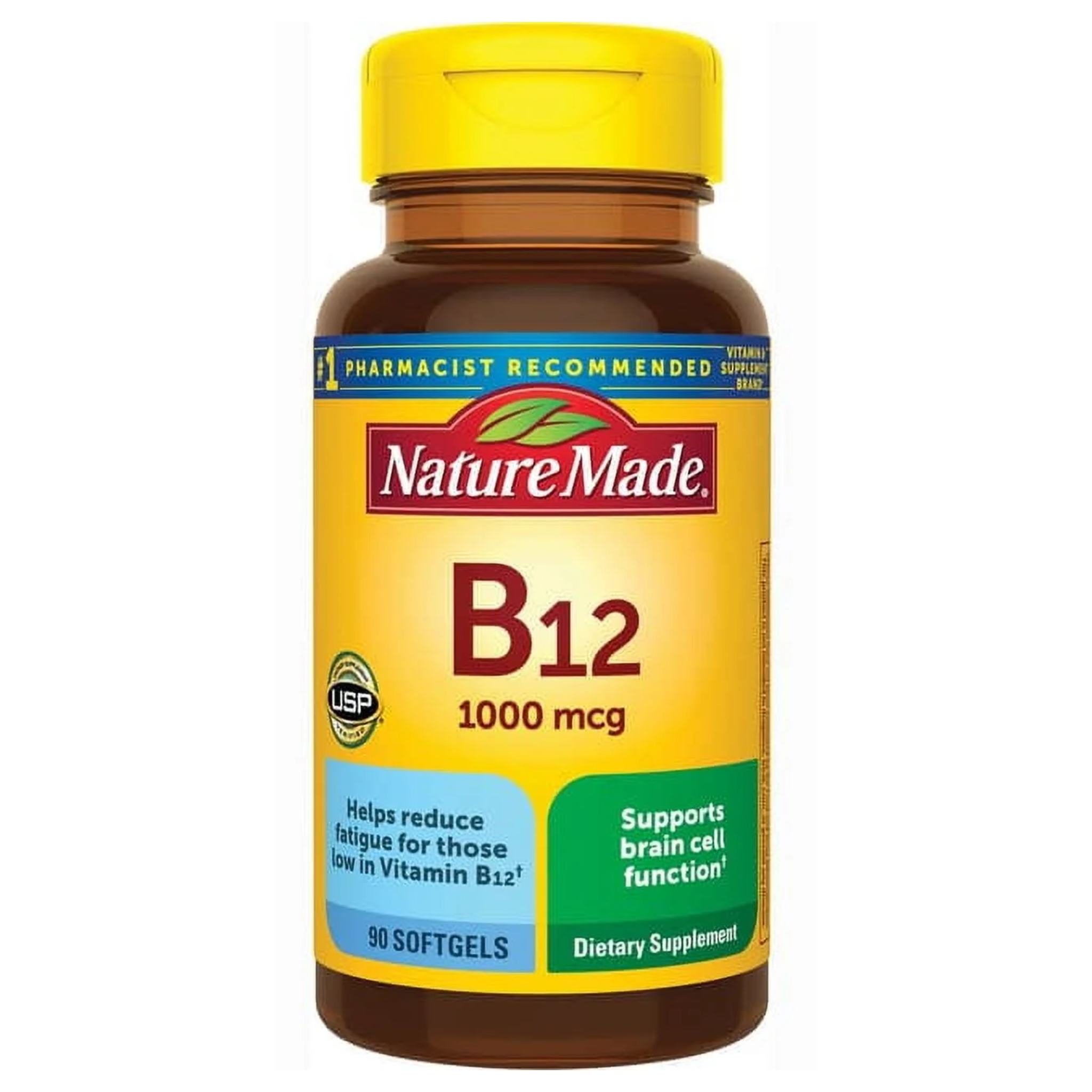 Nature Made, Vitamin B-12 1,000 mcg, Softgels, Supports Energy Production & Nerve Health, 90 Softgels