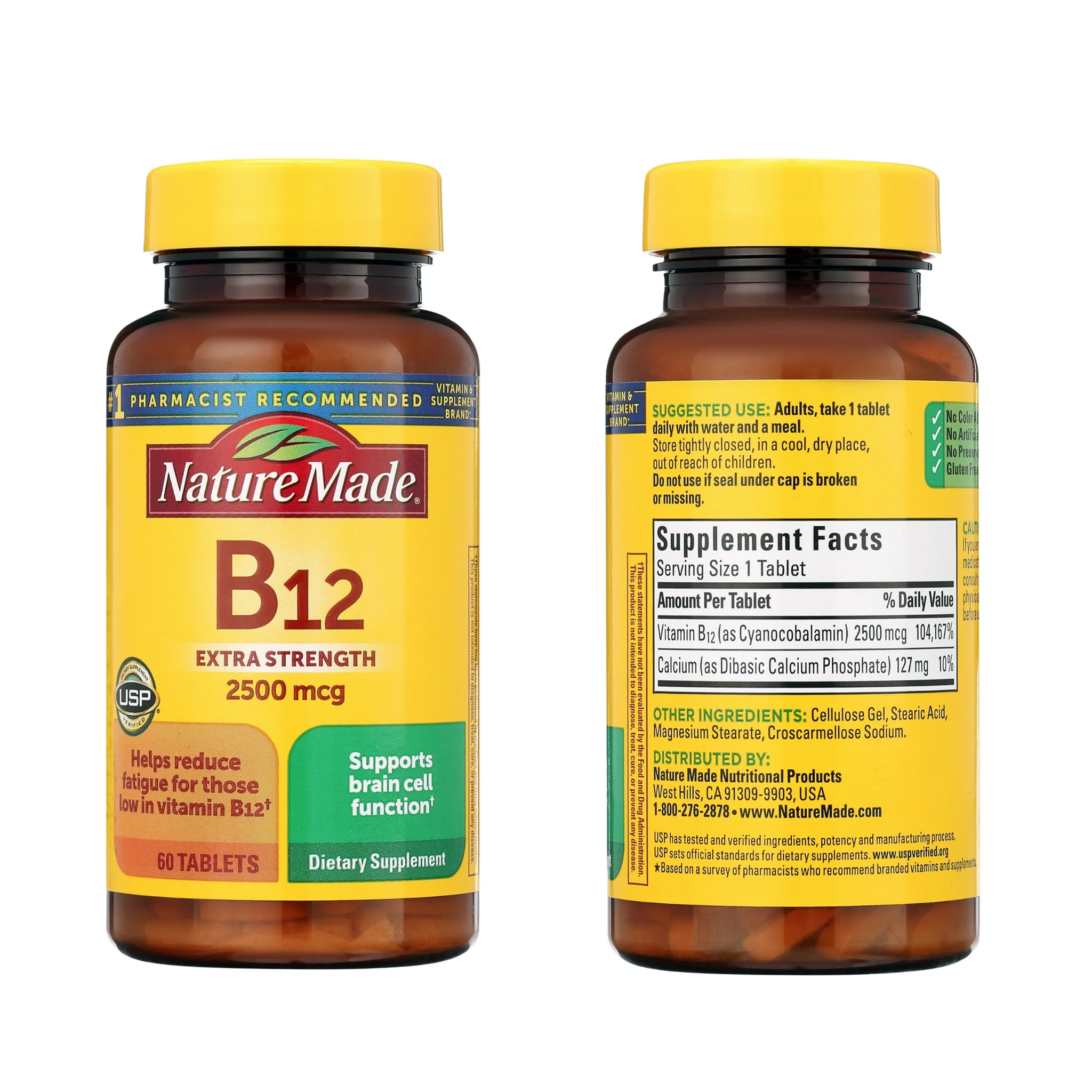 Nature Made, Extra Strength Vitamin B12 2500 mcg, High Potency Tablets, Supports Energy & Nerve Health, 60 Count