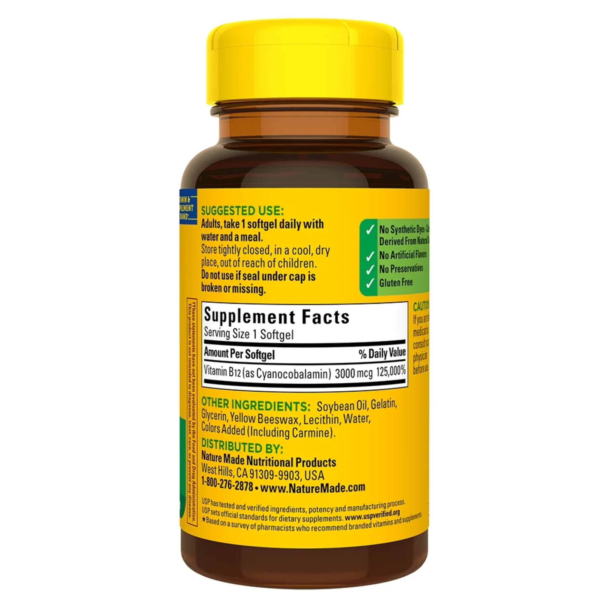 Nature Made, Extra Strength B12 3000 mcg, High Potency Softgels, Supports Energy & Nerve Health, 60 Count