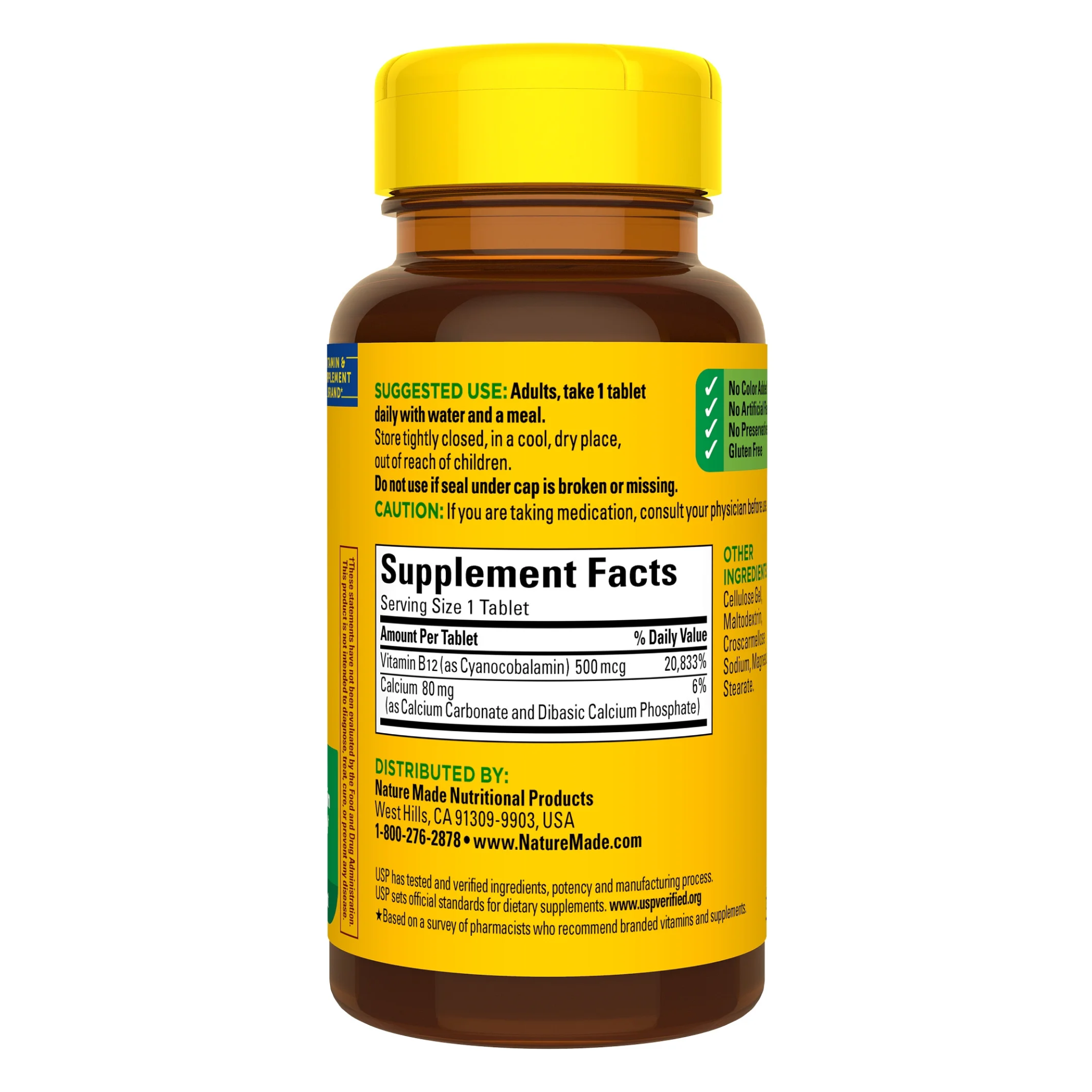 Nature Made, Vitamin B12 500 mcg, Tablets, Supports Energy Production & Nerve Health, 100 Count