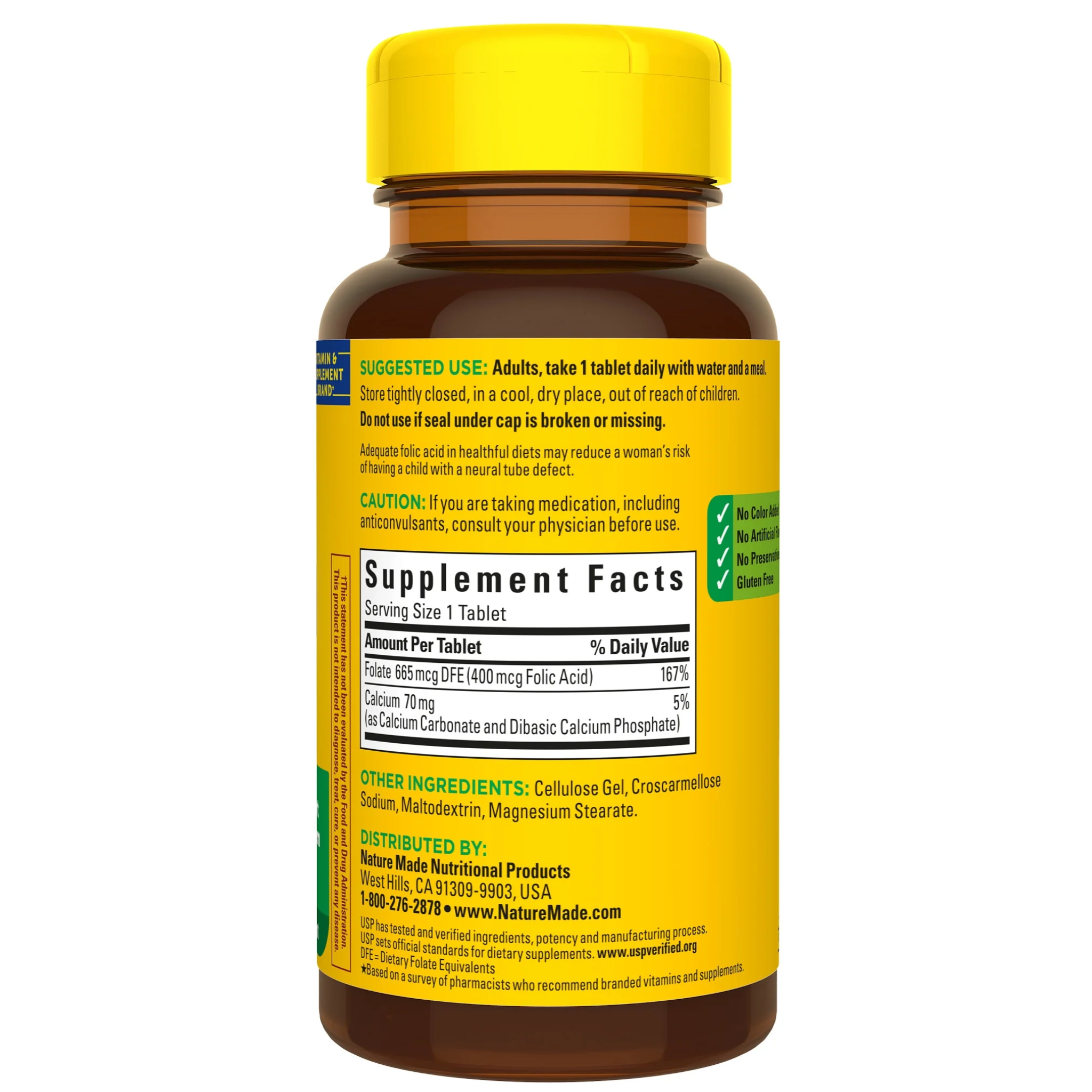 Nature Made, Folic Acid Tablets, Supports Red Blood Cell Formation & DNA Synthesis, 400 mcg , 250 Count