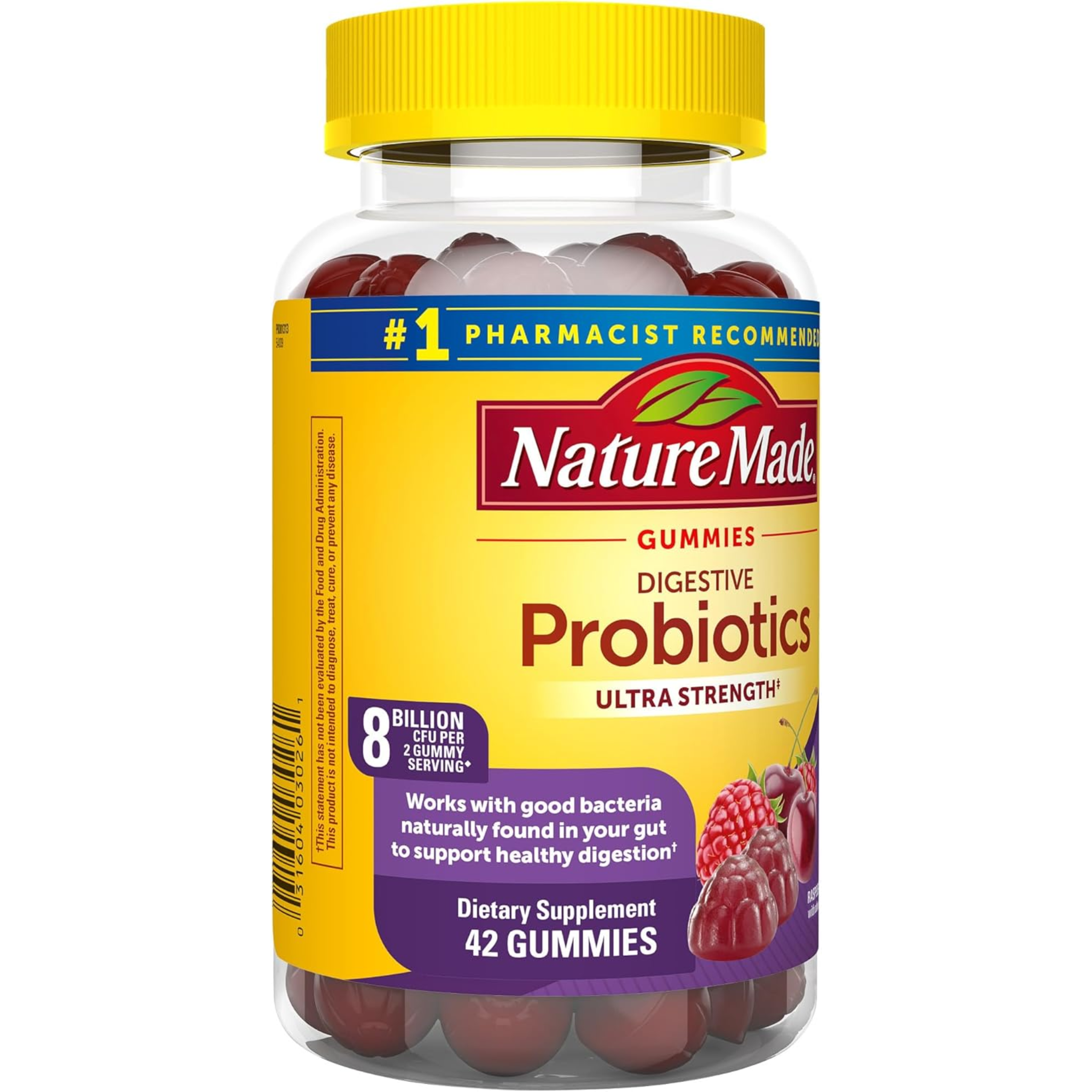 Nature Made, Ultra Strength Digestive Probiotics, Gut & Digestive Health Support, 42 Gummies, 21-Day Supply