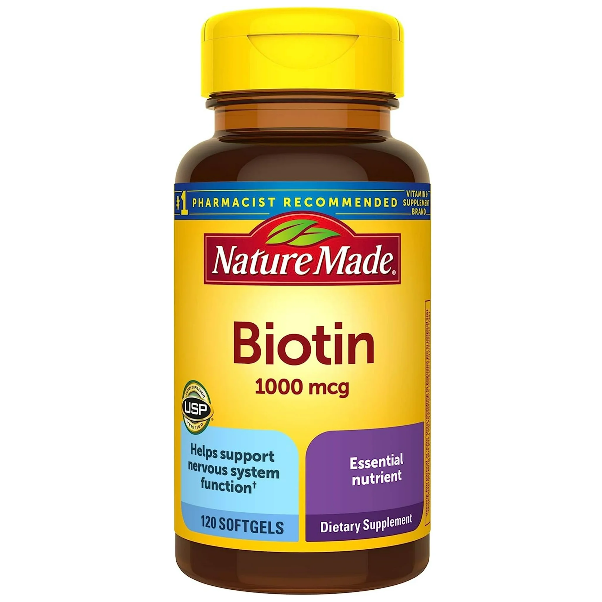 Nature Made, Biotin Softgels, Supports Healthy Hair, Skin & Nails, 1000 mcg, 120 Count