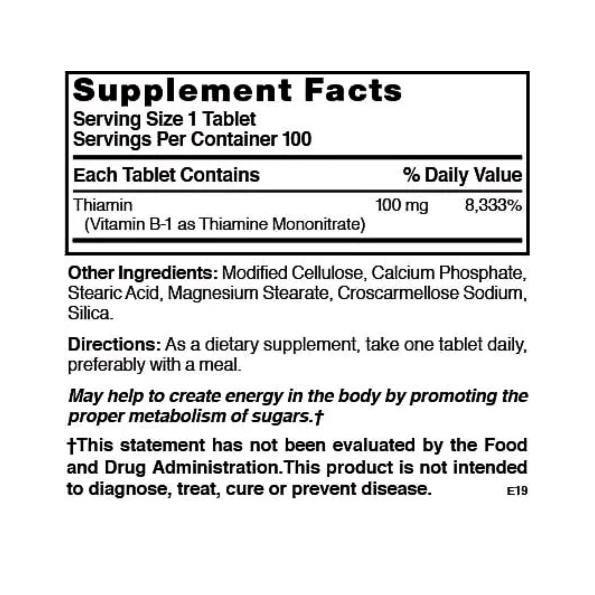 Nature's Blend, Vitamin B-1 Tablets, Supports Energy Metabolism, 100 mg, 100 Count - Pharmaful