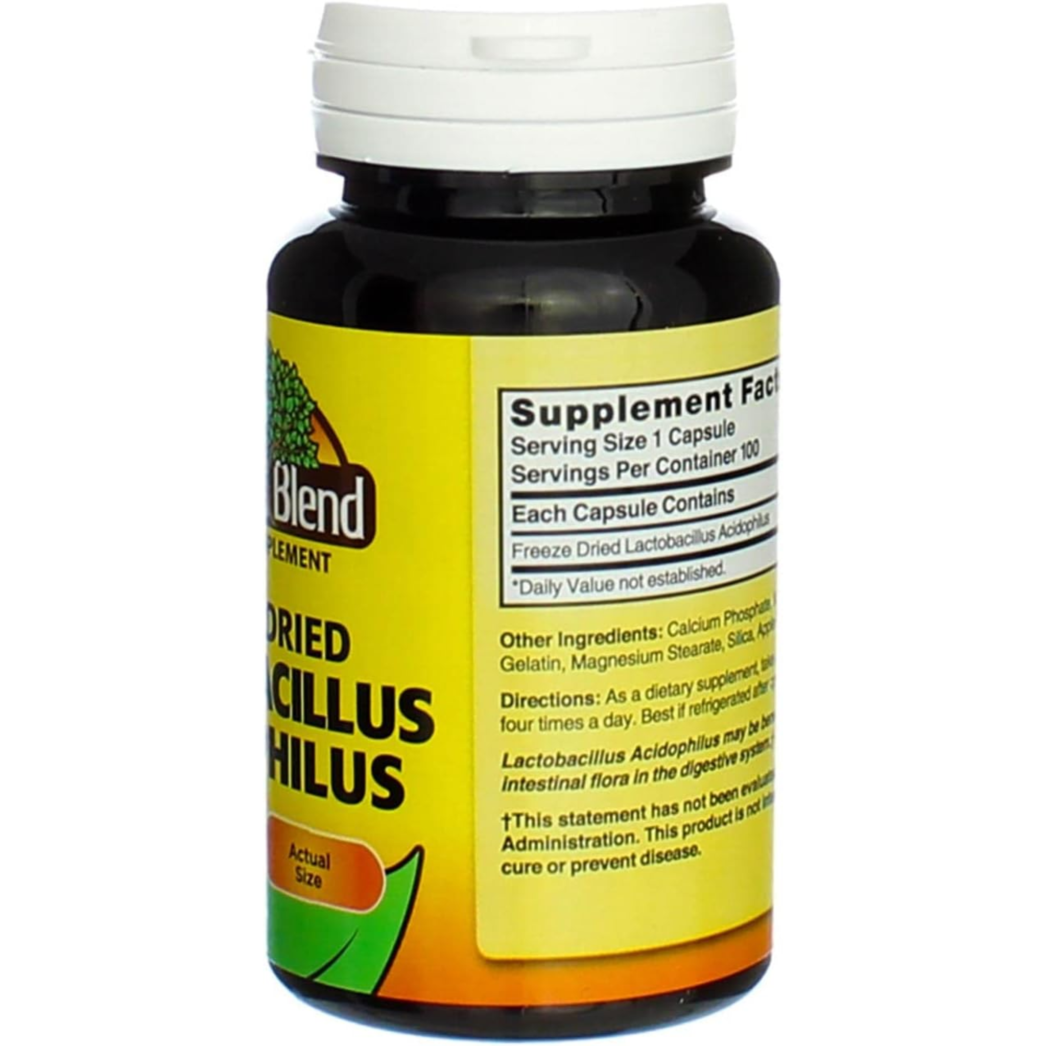 Nature's Blend, Acidophilus Lactobacillin, Digestive Health Support, Non-GMO & Gluten-Free, 100 Capsules