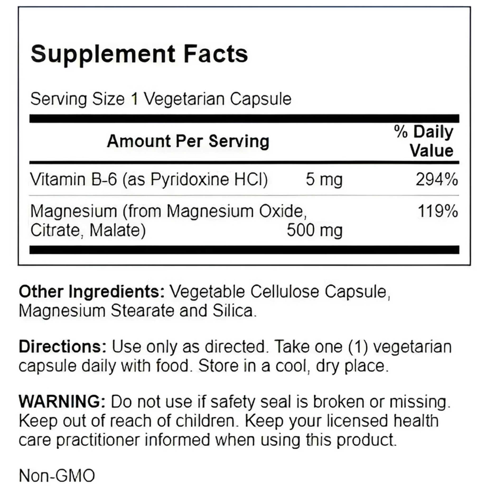 Nature's Life, Magnesium Renewal 500 mg, Magnesium Citrate, Magnesium Malate, Magnesium Oxide, with Vitamin B-6, Supports Muscle and Nerve Function, 100 Vegetarian Capsules (Pack of 6)