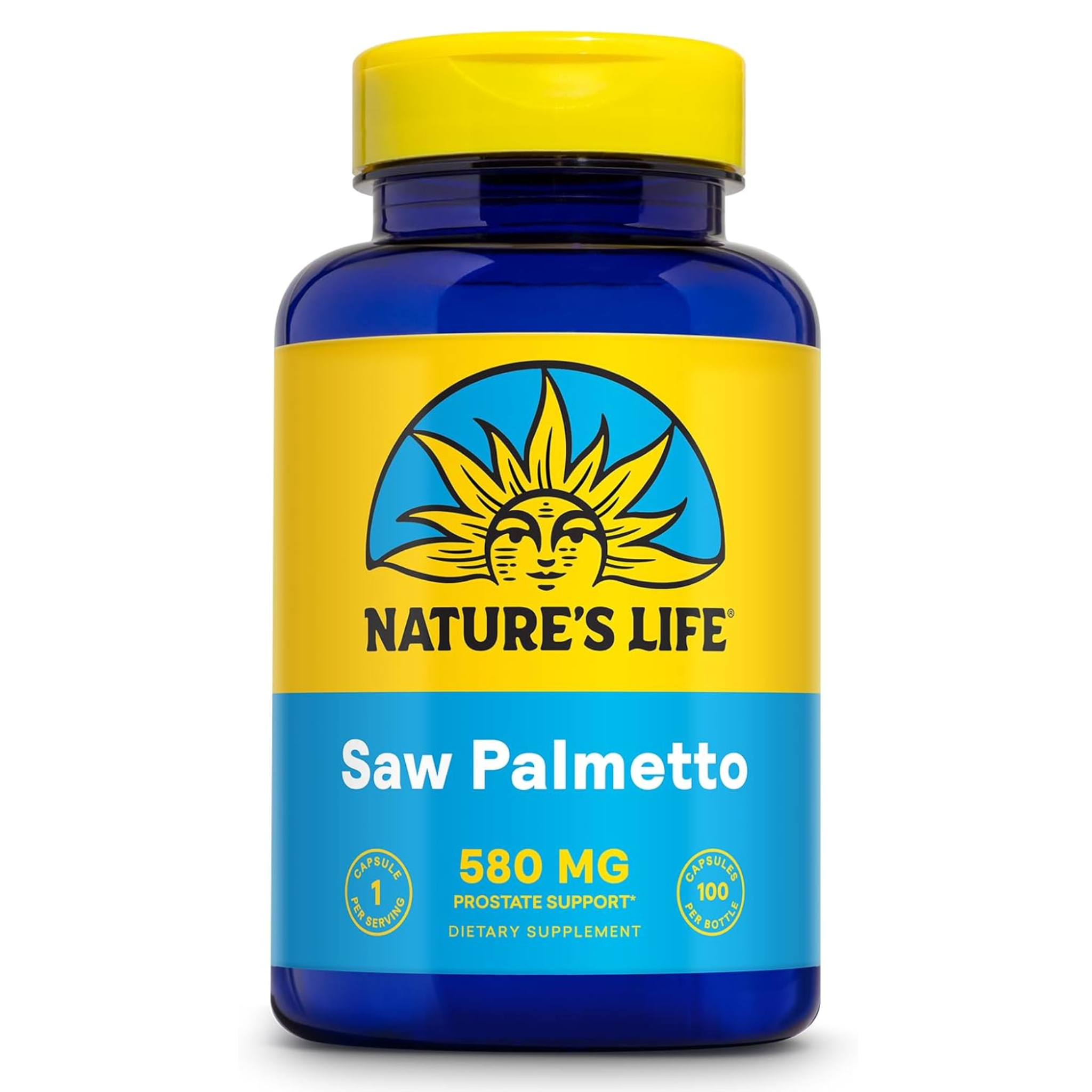 Nature's Life, Saw Palmetto Capsules, Herbal Support for Wellness, 580 mg, 100-Count (Pack of 6)