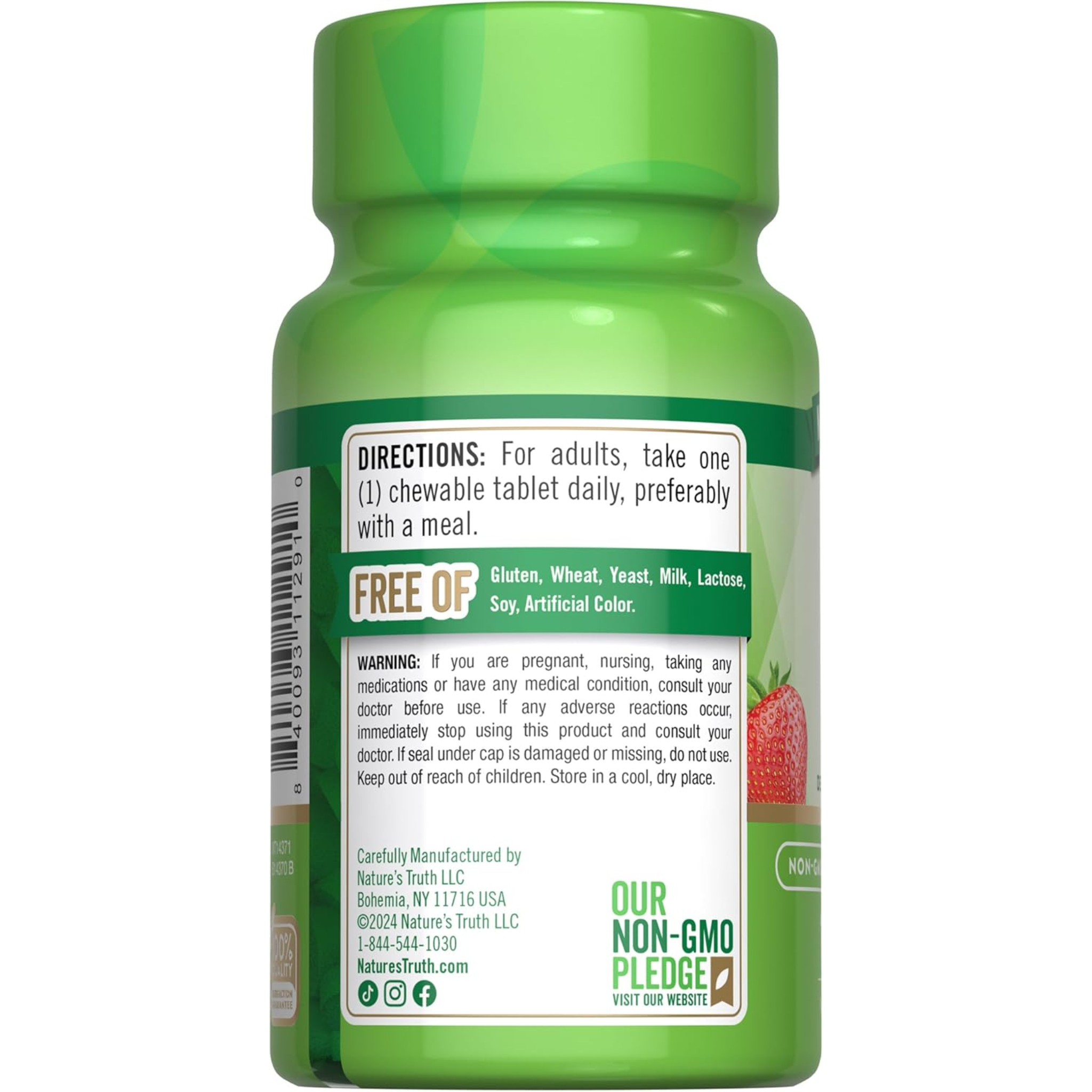 Nature's Truth, Chewable Vitamin D3 2000 IU, Berry Flavor for Bone & Immune Health, Vegetarian, Non-GMO, & Gluten-Free Supplement, 100 Tablets