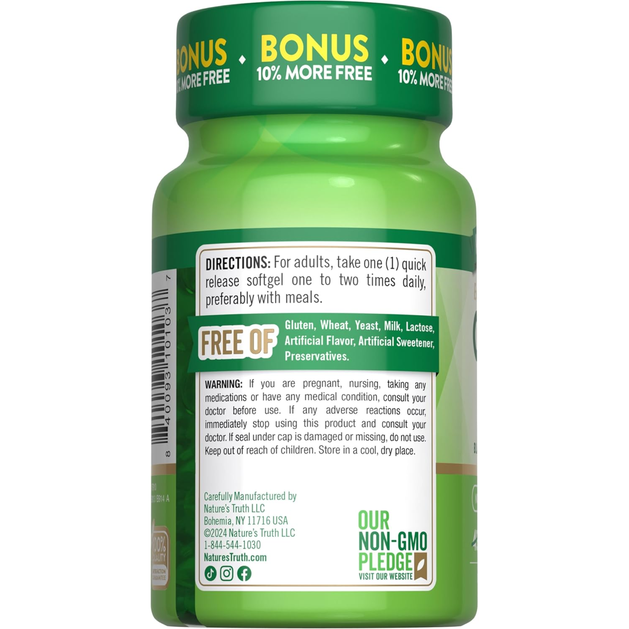 Nature's Truth, CoQ10 200mg Supplement, Enhanced Absorption with Black Pepper Extract, Non-GMO and Gluten-Free, 50 Softgels