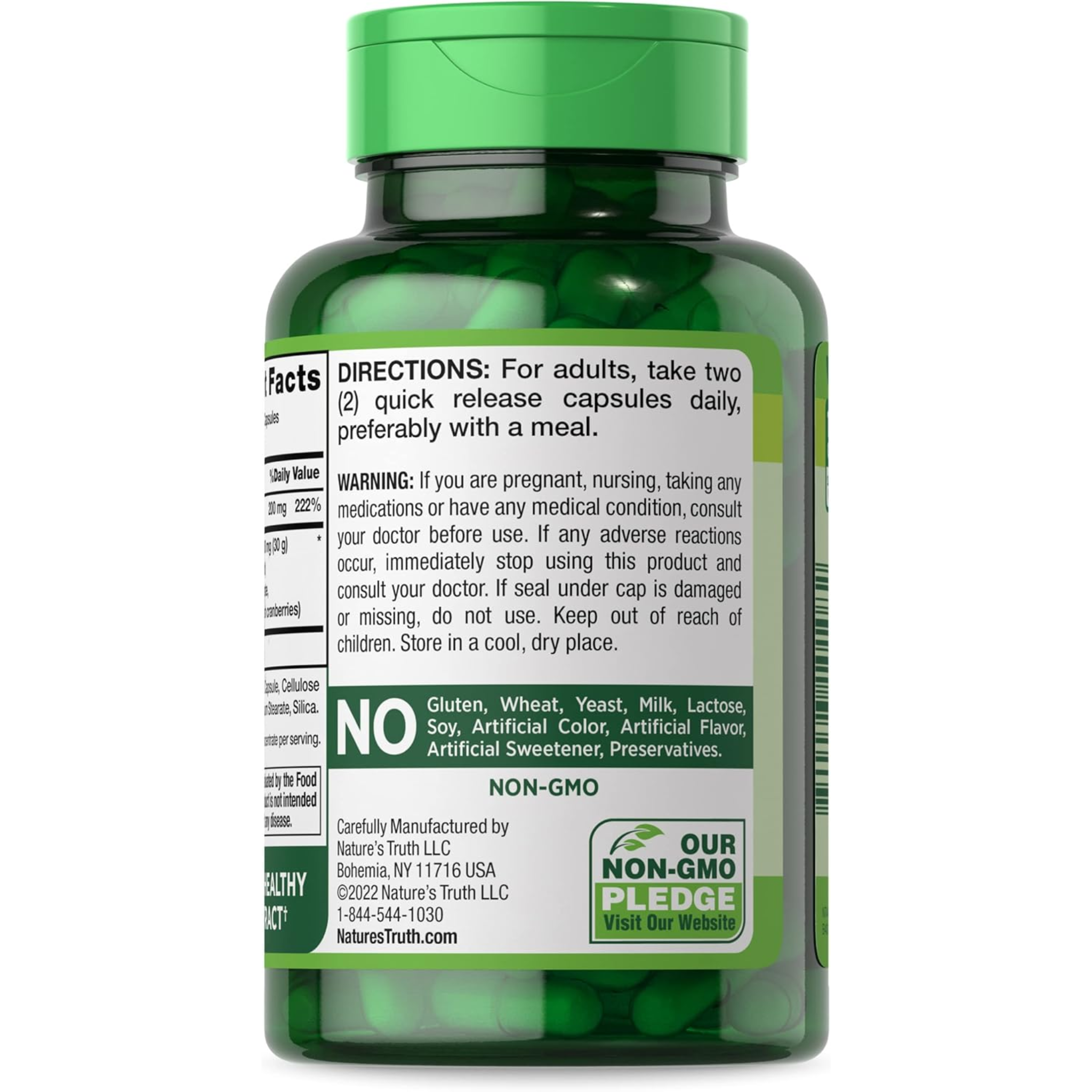 Nature's Truth, Cranberry Concentrate 30,000mg Plus Vitamin C, Non-GMO & Gluten-Free Supplement, Triple Strength Support, 90 Capsules