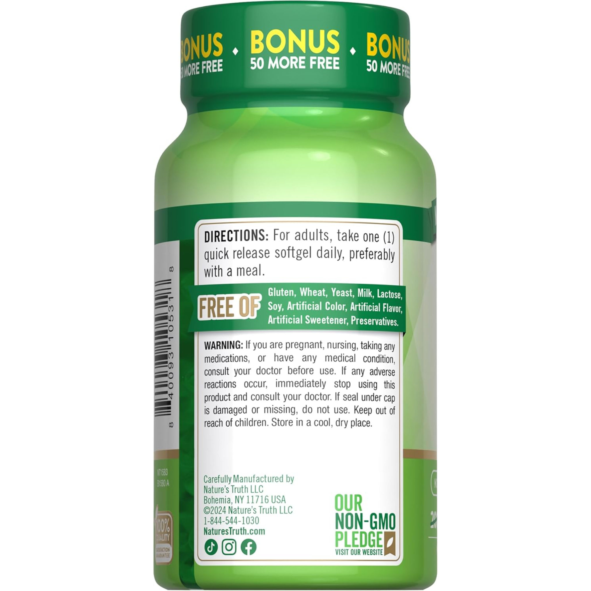 Nature's Truth, D3 1000 IU, Essential Vitamin D for Bone & Immune Health, Non-GMO & Gluten-Free Supplement, 250 Softgels